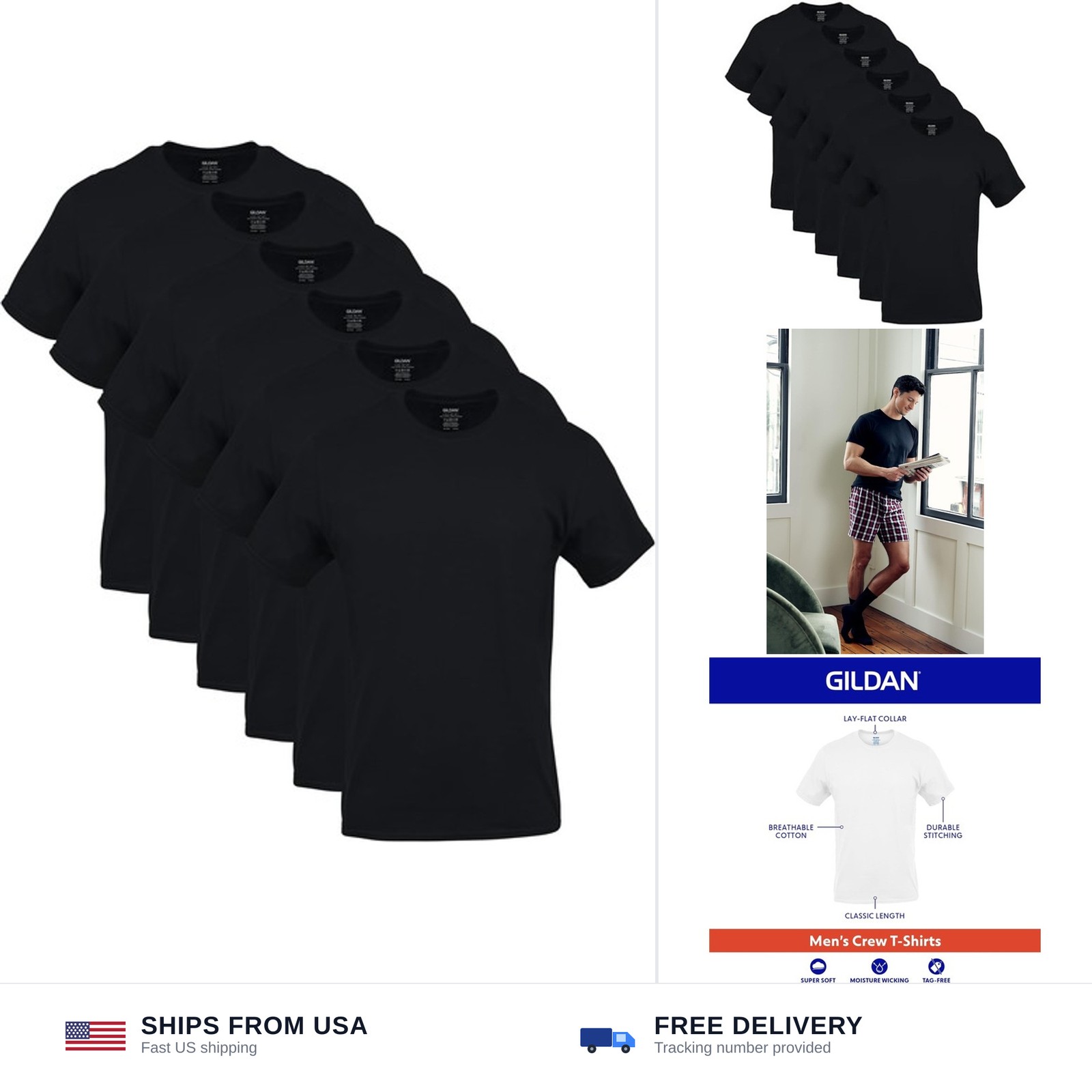 Gildan Men’s Crew T-Shirts, Multipack, Style G1100