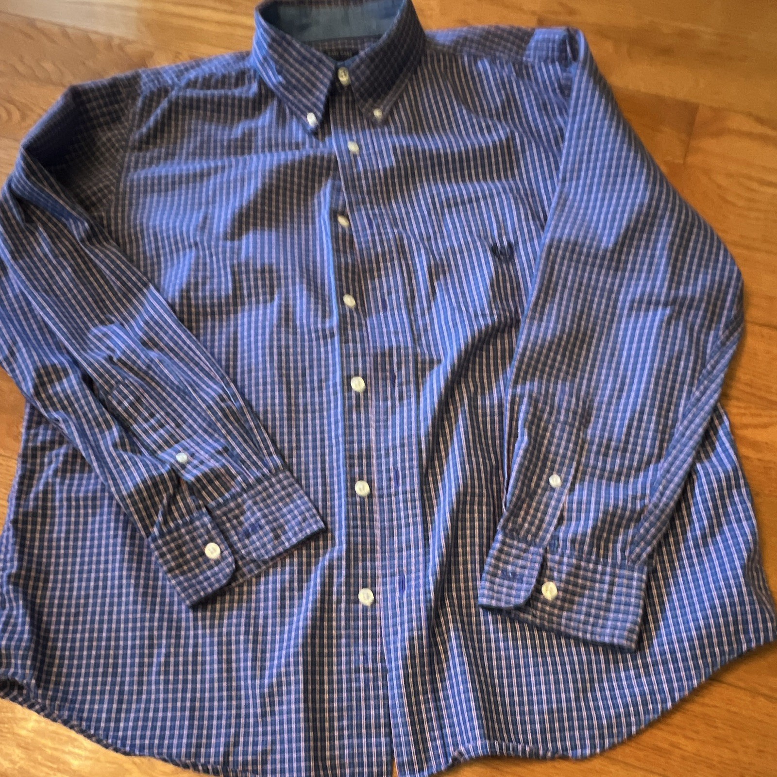 Chaps Easy Care Men’s L Regular Plaid Woven BD LS Button-Up Shirt