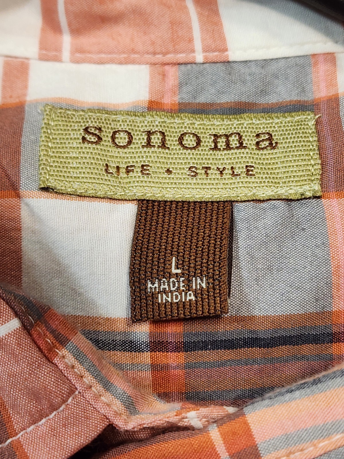 Sonoma Standard Fit Men’s L Short Sleeve Button Down Shirt Multicolor Plaid