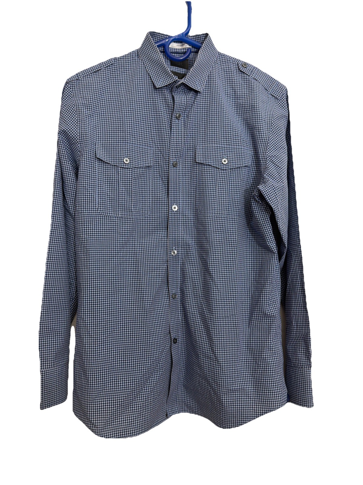 Banana Republic-leggiung Men’s Utility Blue Slim Fit LS Shirt Made In Italy