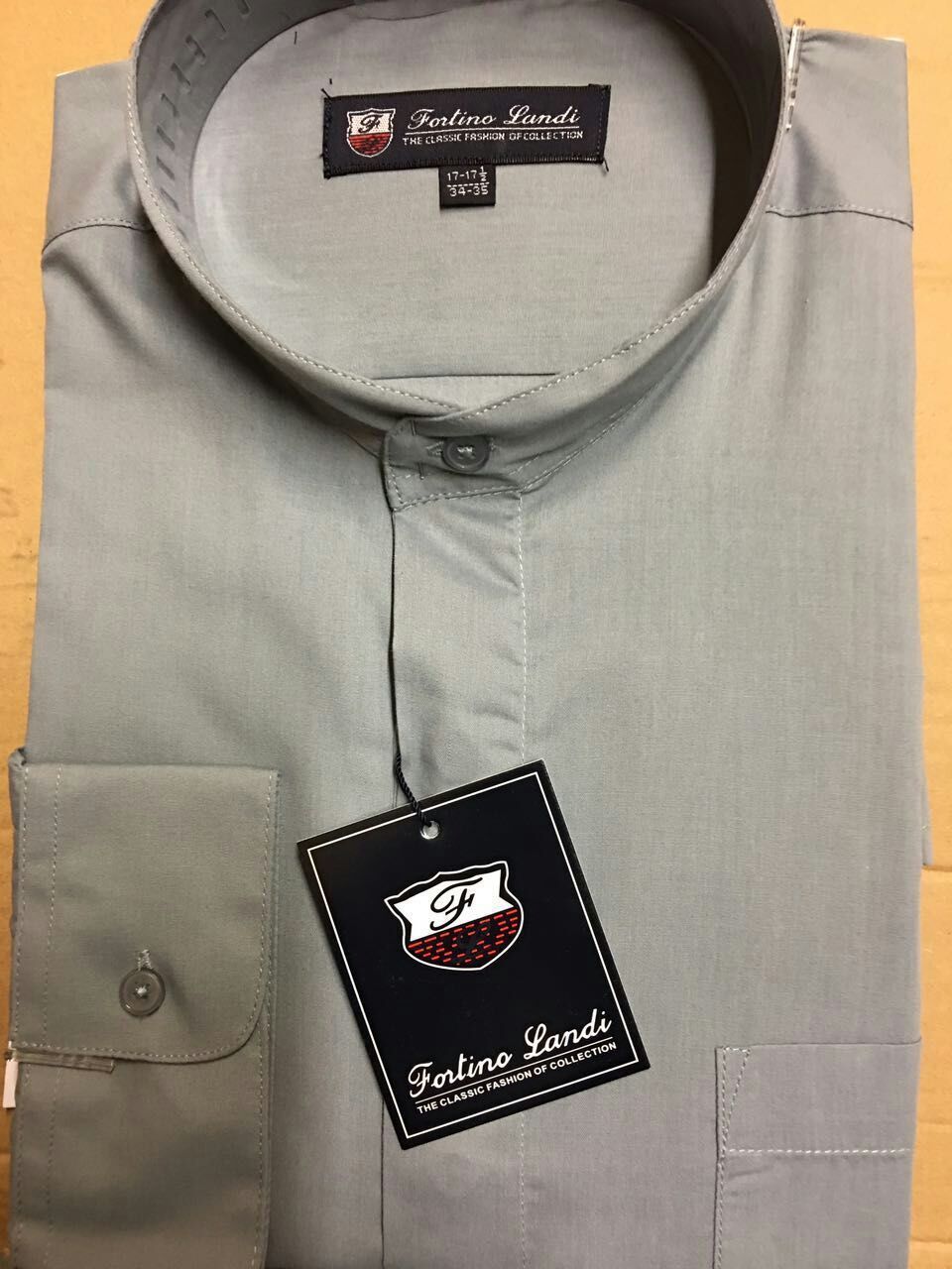 Mens’ mandarin collar ( banded collar) dress shirt Fotino Landi/TDC SG01