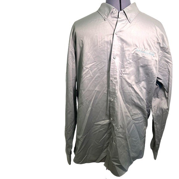 Port Authority Men’s Size 2XL Button Down Dress Shirt Gray Chest Pocket Mythics
