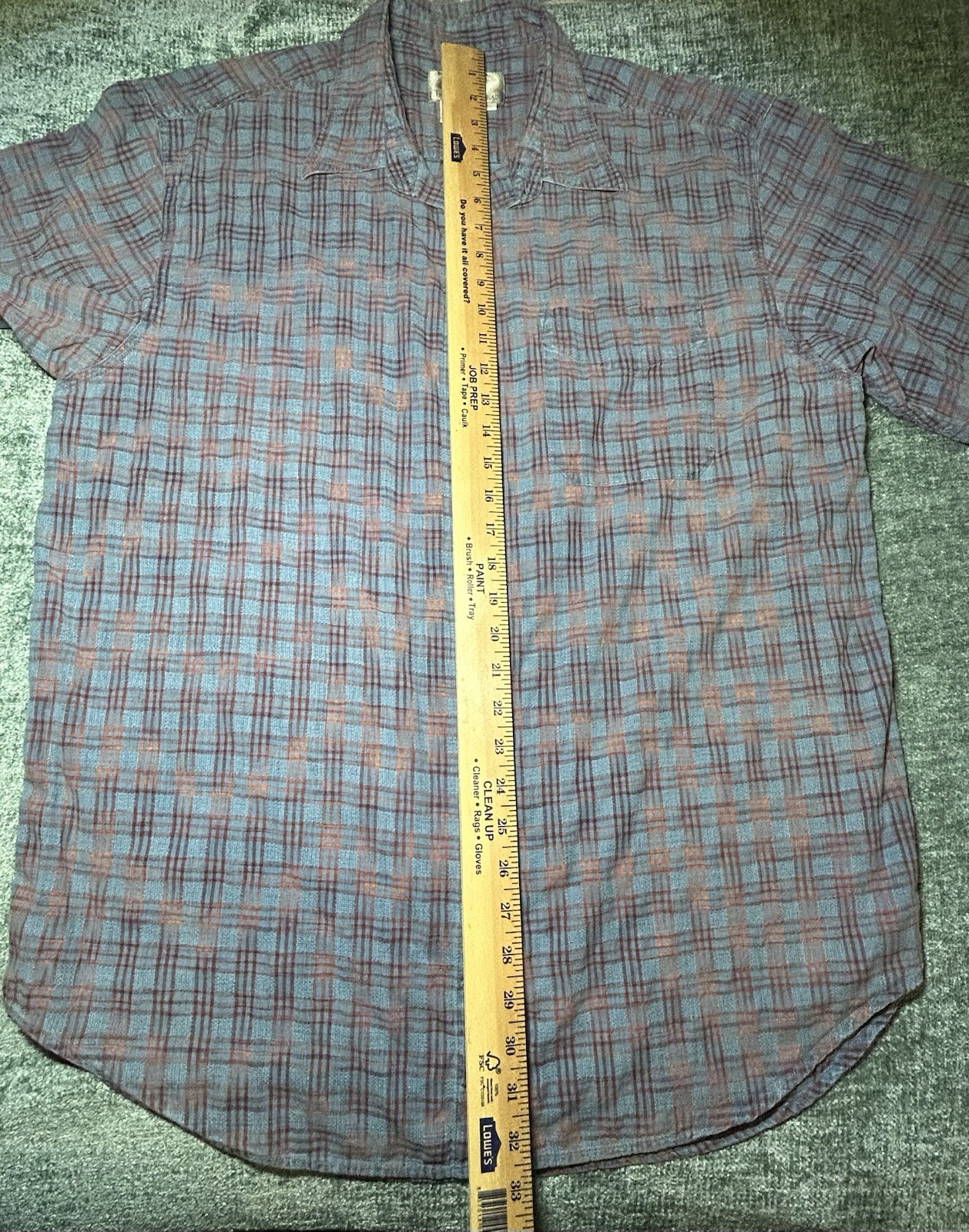 Territory Ahead, VINTAGE, Rust/blue plaid, XL, Textured,Button Up, Short sleeves