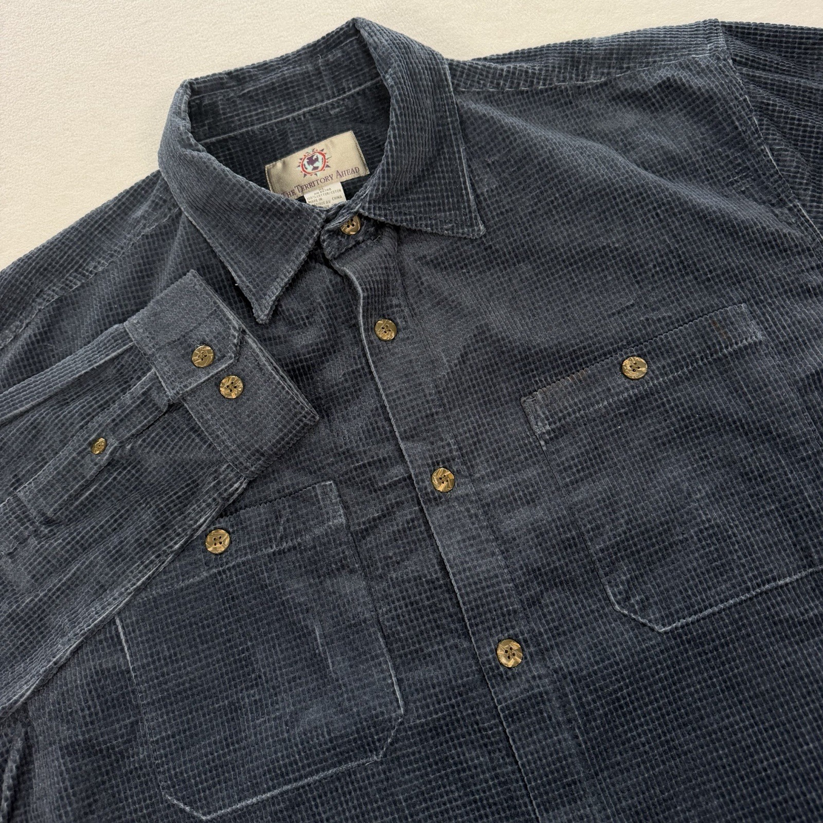 The Territory Ahead Men’s XL Blue Long Sleeve Waffle Knit Button Down Shirt