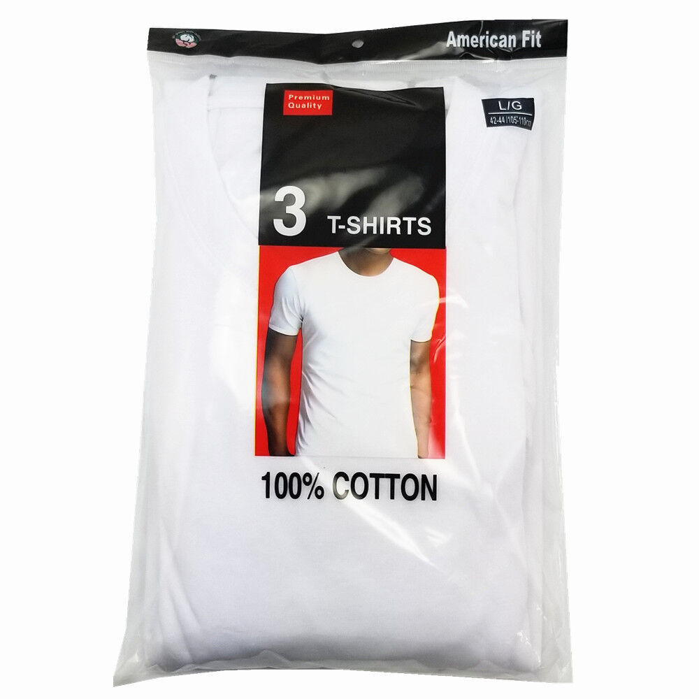 3-Pack Men’s Black/White 100% Cotton V-Neck T-Shirts “Tag less ~Undershirt”