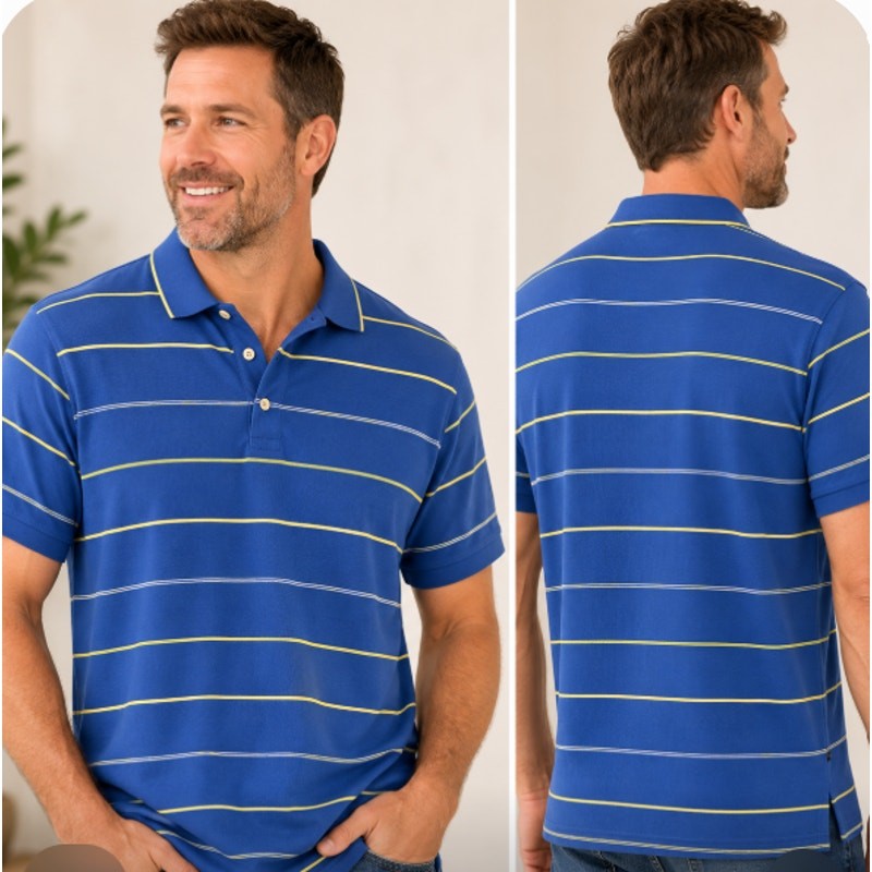 Callaway Men’s Blue Striped Performance Polo Golf Shirt