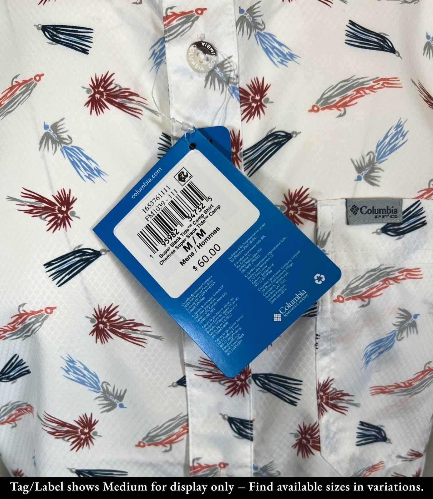 Columbia Men’s White Fly Pride Shirt PFG Super Slack Tide Camp S/S (111)