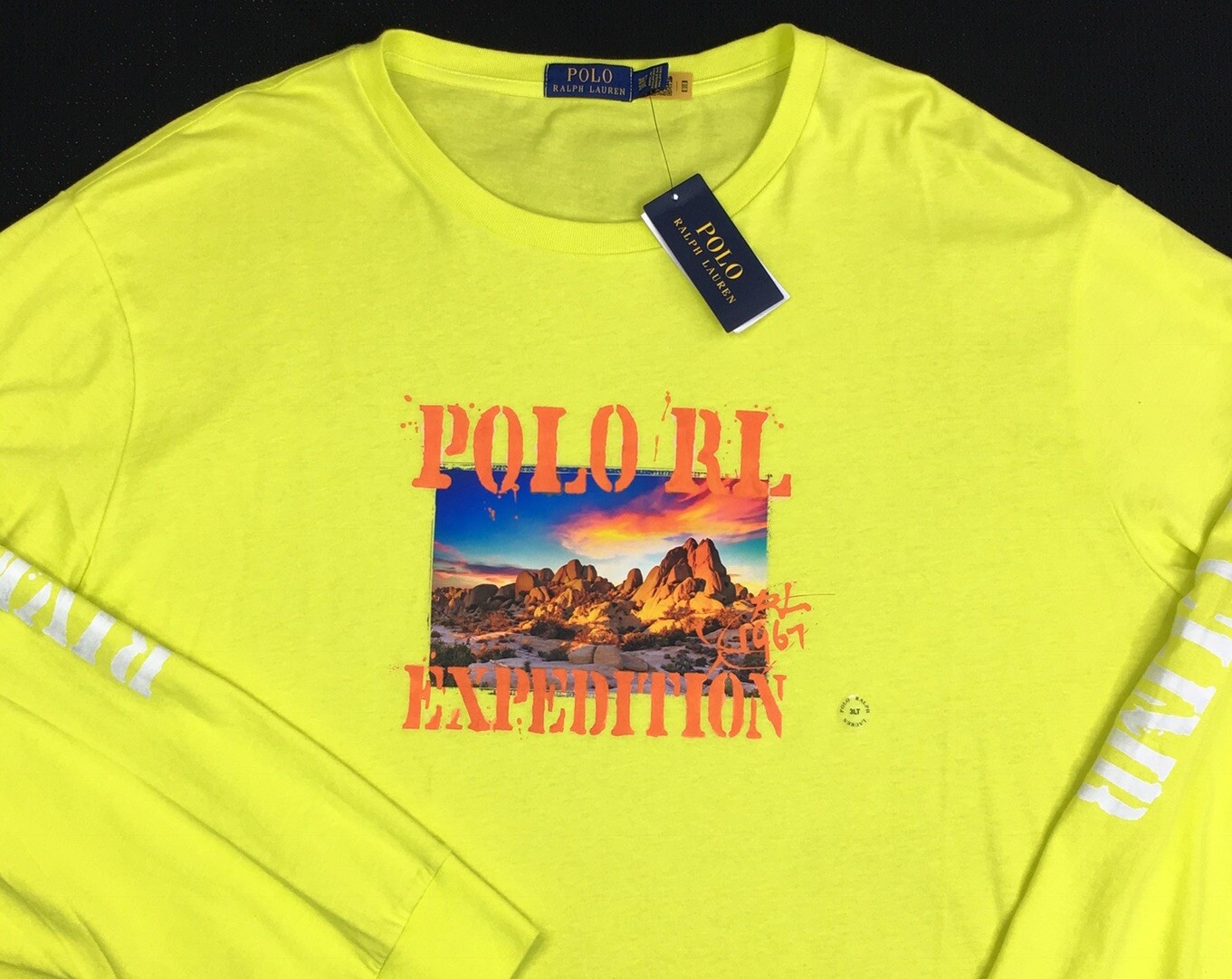 Men’s Polo Ralph Lauren Expedition Desert Graphic T-Shirt Neon 3XLT 3LT Big NEW