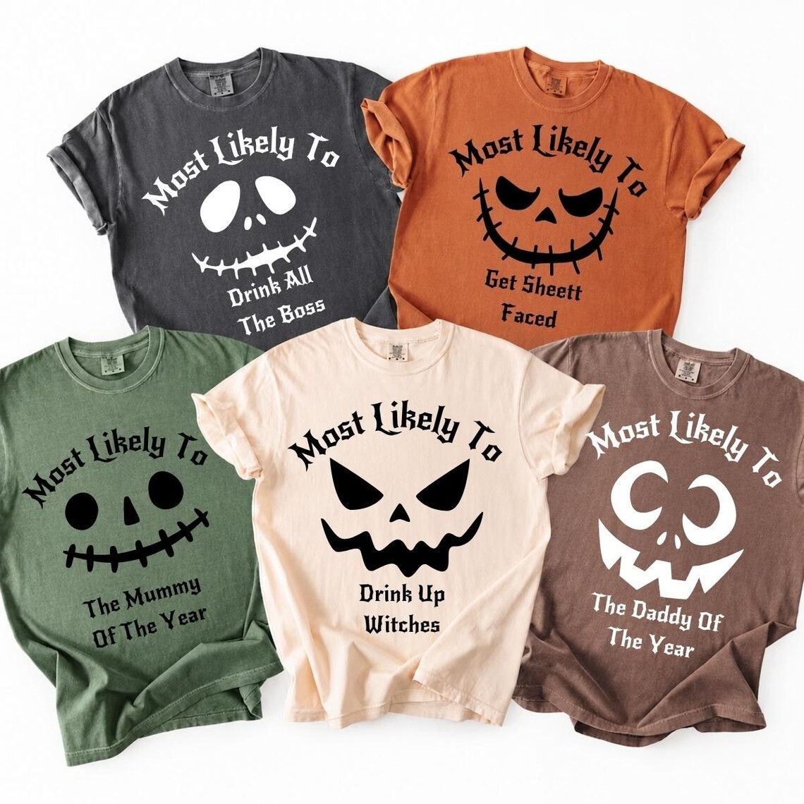 Custom Halloween Most Likely To Pumpkin Face Shirt Group Party Matching Tee