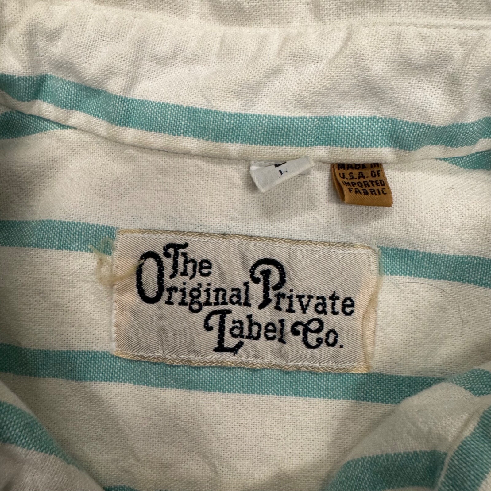 VTG 90s Canvas Candy Striped Button Down Shirt Original Private Label Co Oxford
