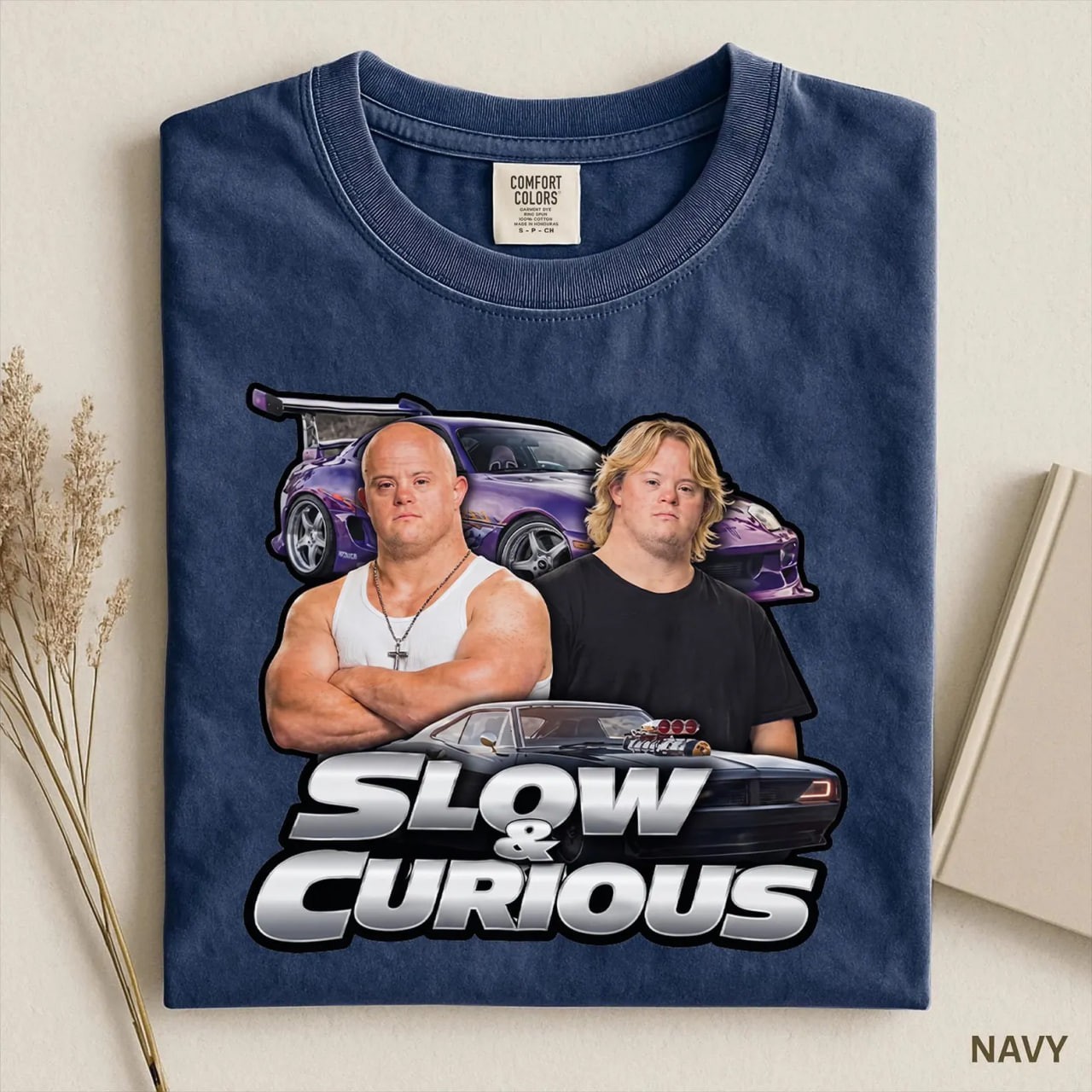 Slow And Curious Shirt, Funny Racing Meme Graphic Tee, Car Enthusiast Humor Tee