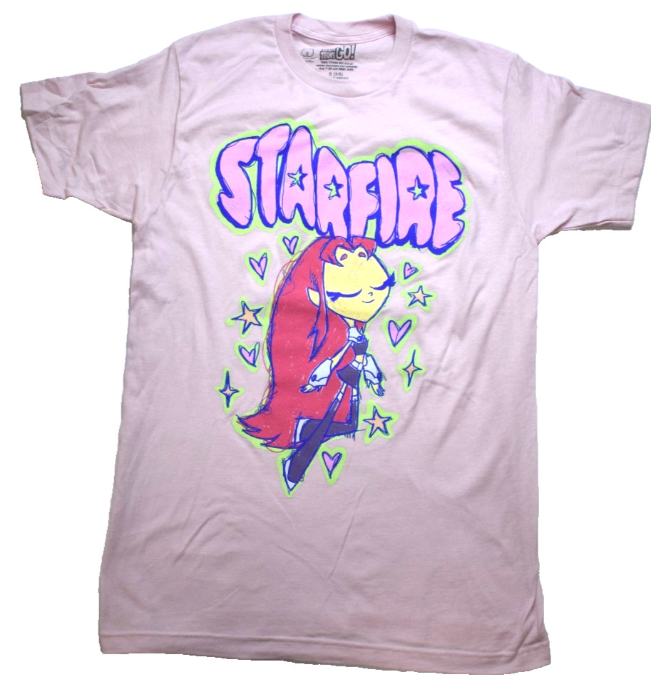 Teen Titans Go Starfire Cartoon Graphic Pink Adult Shirt New XS-XL