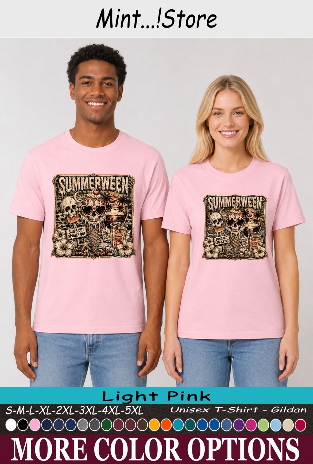 Summerween Shirt, Retro Skull Beach Summer Halloween Unisex T-Shirt