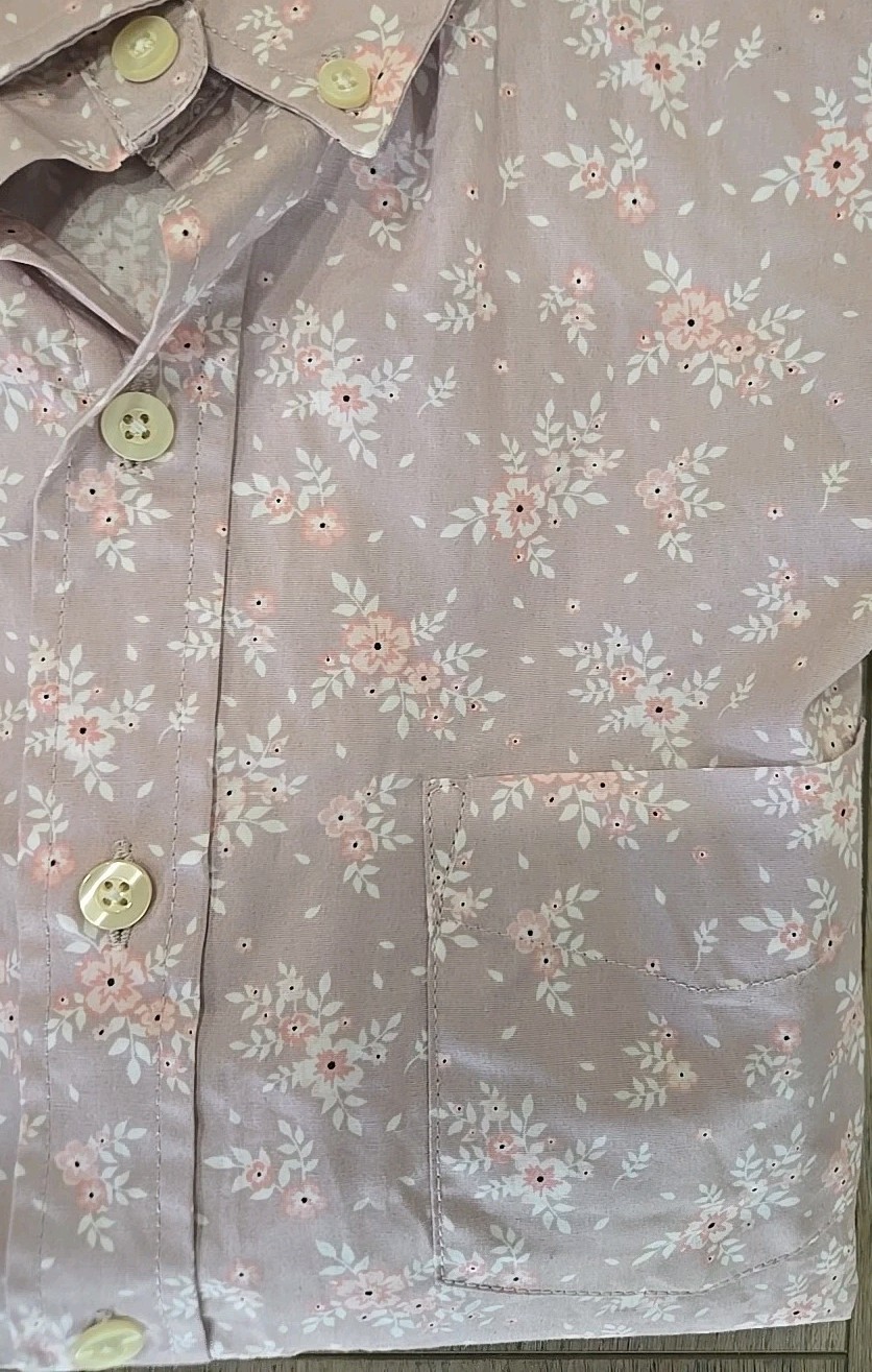 VTG 60’s Kennington Ltd California Shirt Mens L S/S Oxford Mauve Pink Floral NWT