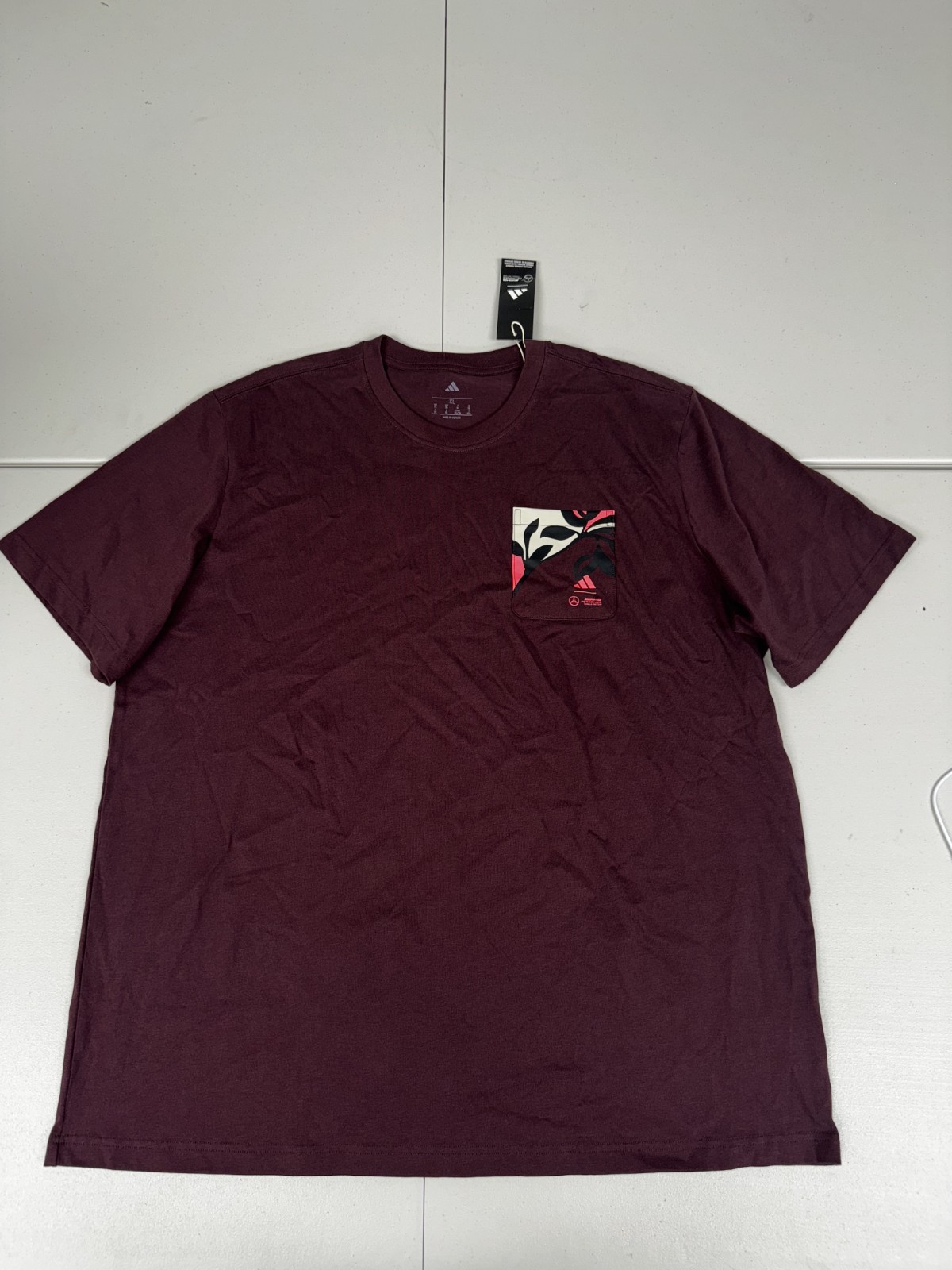 Adidas Men’s F1 Mercedes AMG Miami Graphic Pocket T-Shirt $30 Pick Size Maroon
