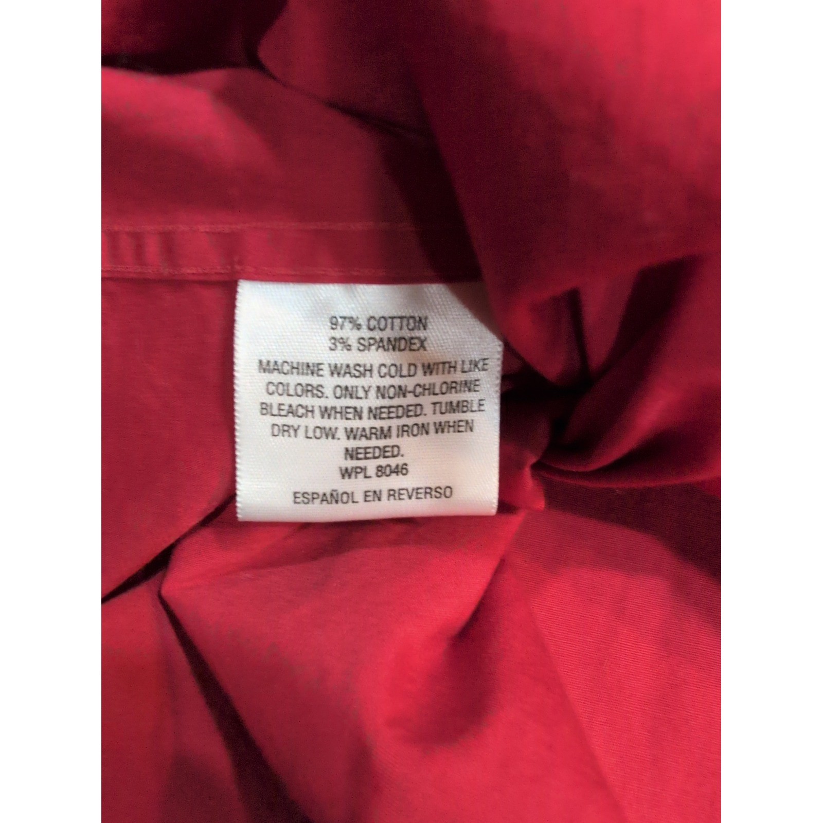 Alfani Mens Slim Fit Stretch Button Down Dress Shirt Red Long Sleeve L 16-16.5