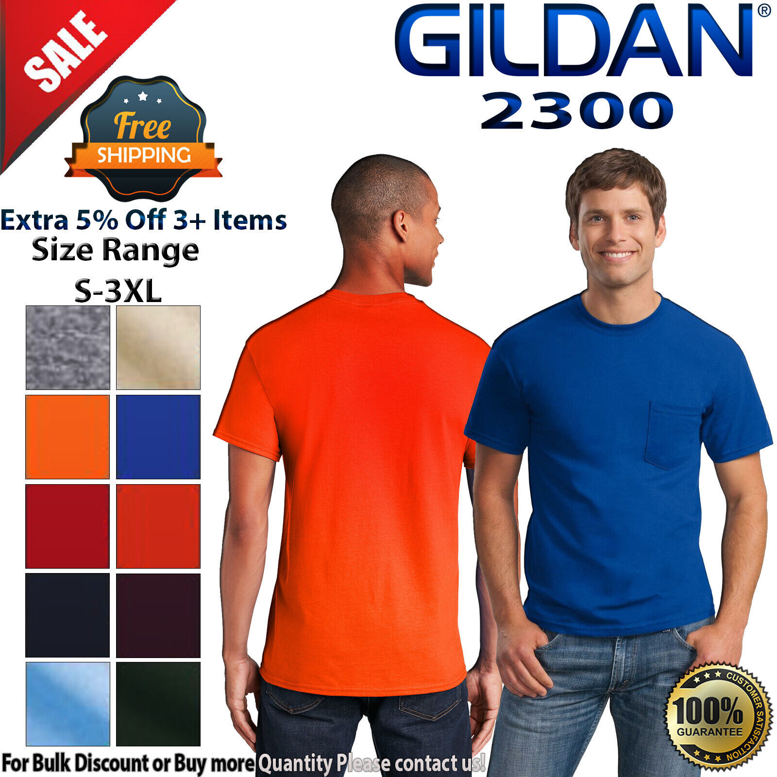 Gildan G230 Adult 6.0 oz Ultra Cotton Pocket Tee Top T-Shirt
