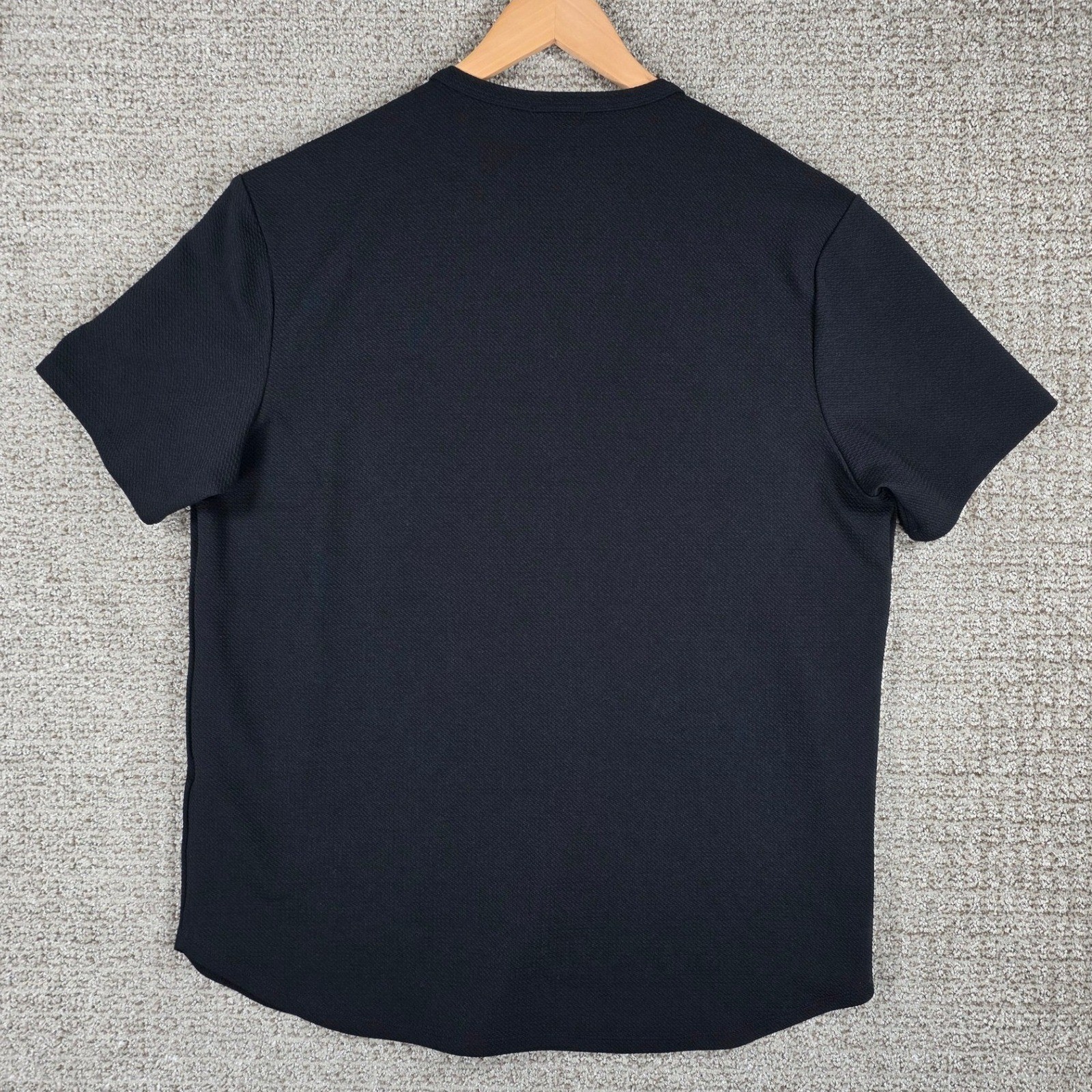One Bone Mens XL Textured Short Sleeve Crew Neck T-Shirt Black Scoop Hem