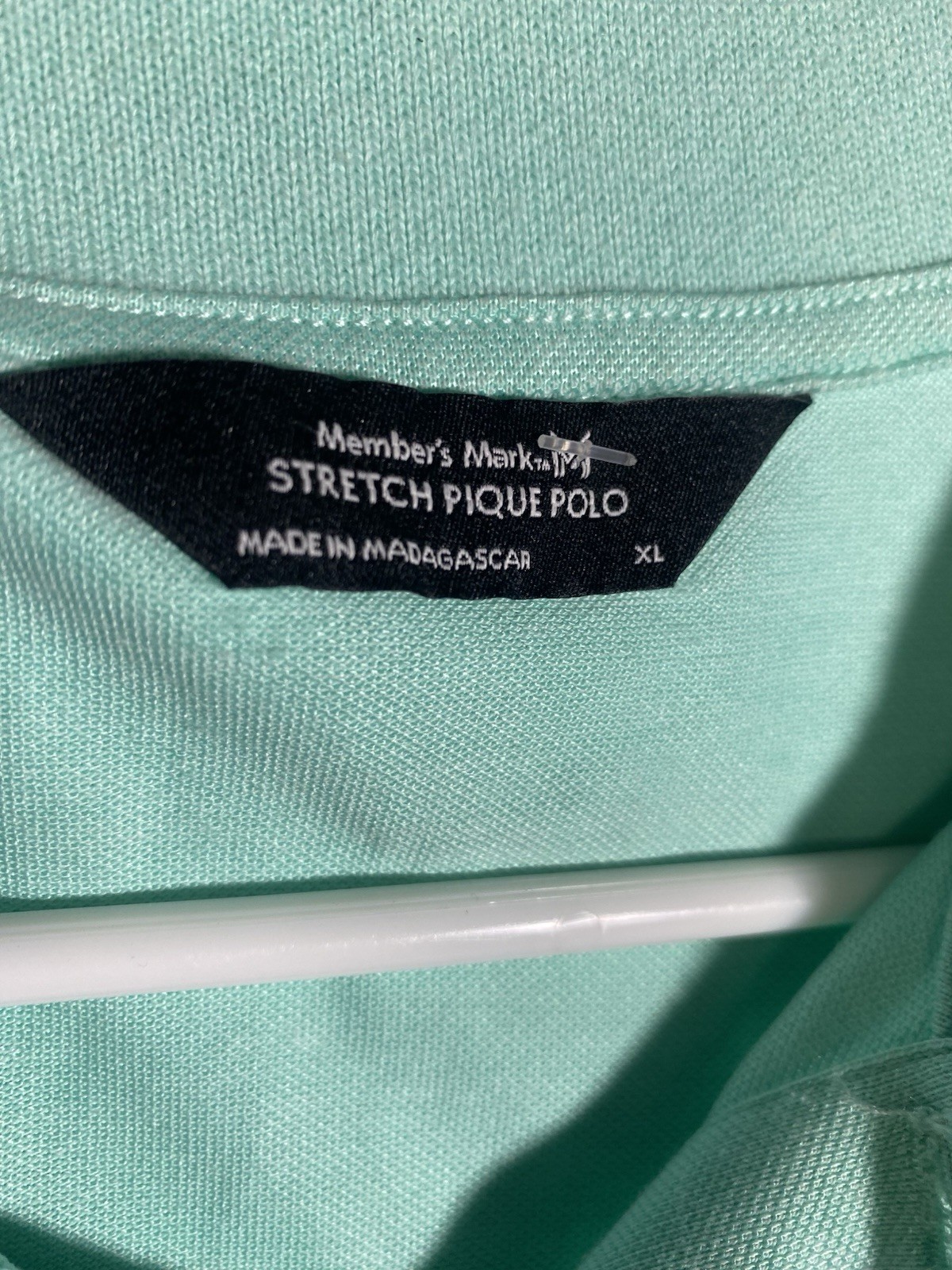 Member’s Mark Stretch Pique Polo Mens XL Green Solid Collared Button Knit