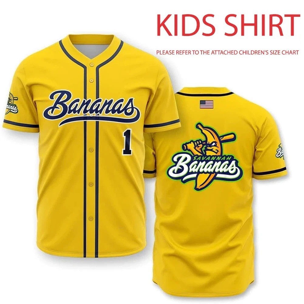 Collection Savannah Bananas Baseball Jersey Team AOP 3D Yellow BTN2113