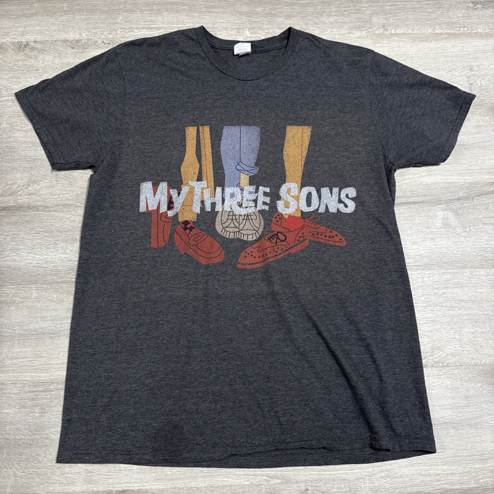 My Three Sons Shirt Men’s Large Gray Top Graphic TV Show Retro 50/50 Cotton Poly