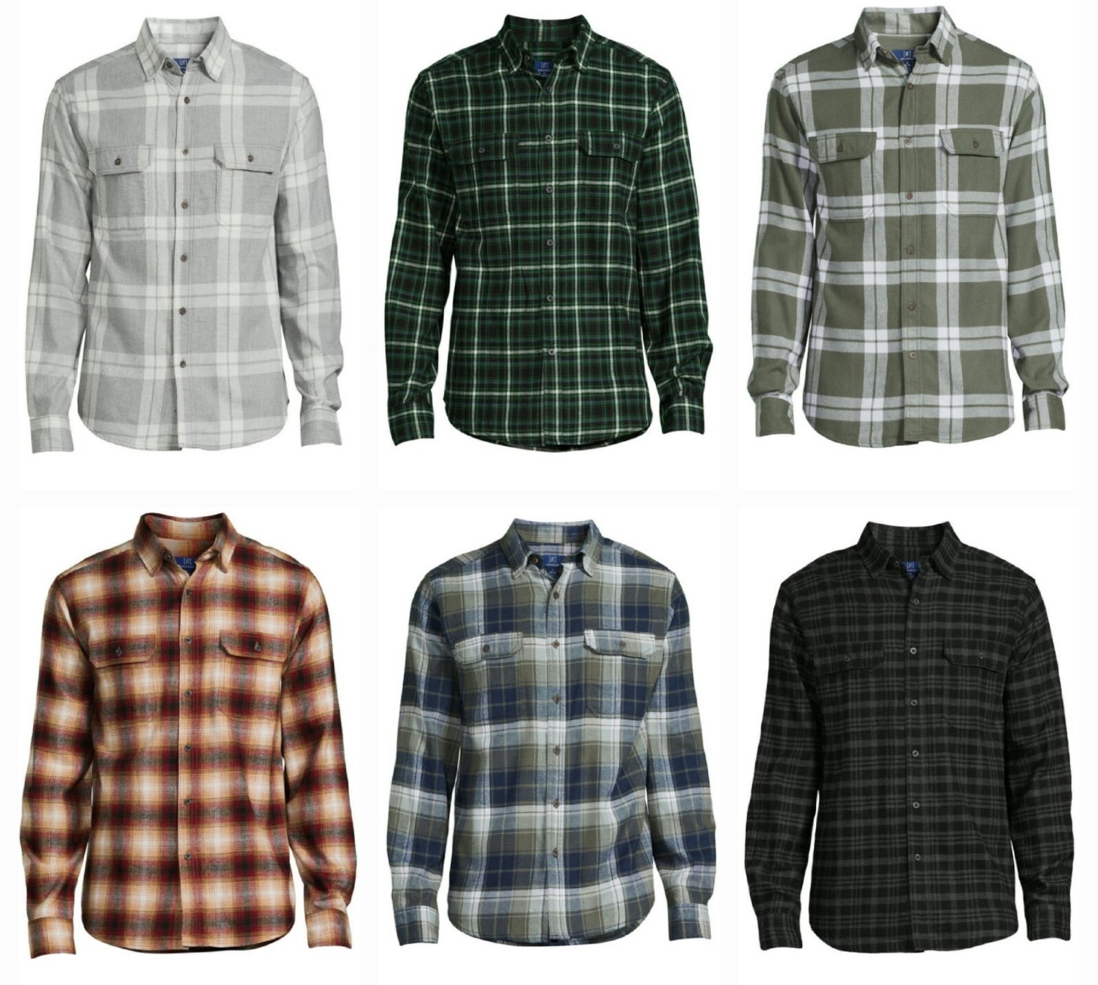 George Men’s Pick Color Relaxed Fit Button-up Long Sleeve Flannel Shirts: S-3XLT
