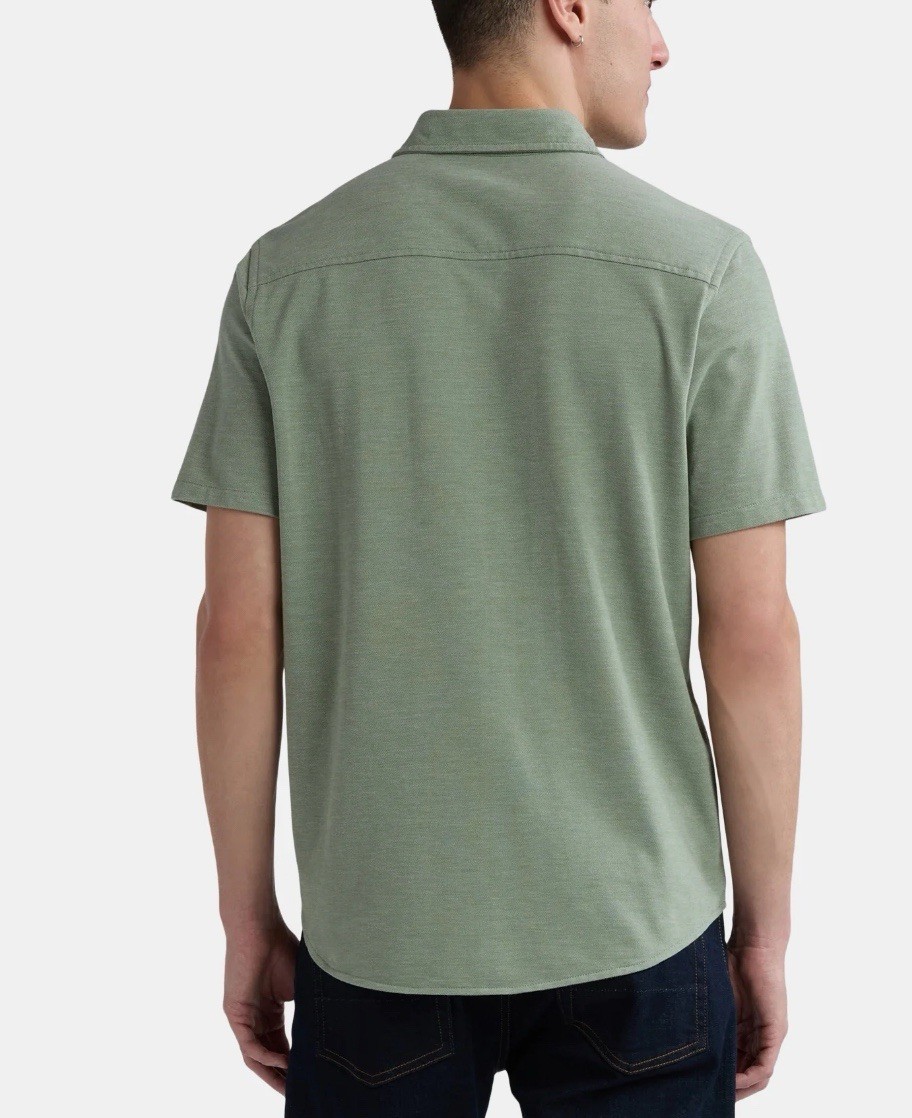 George Men’s Short Sleeve Knit Button Front Shirt 2XL (50-52) Faded Spruce NWT