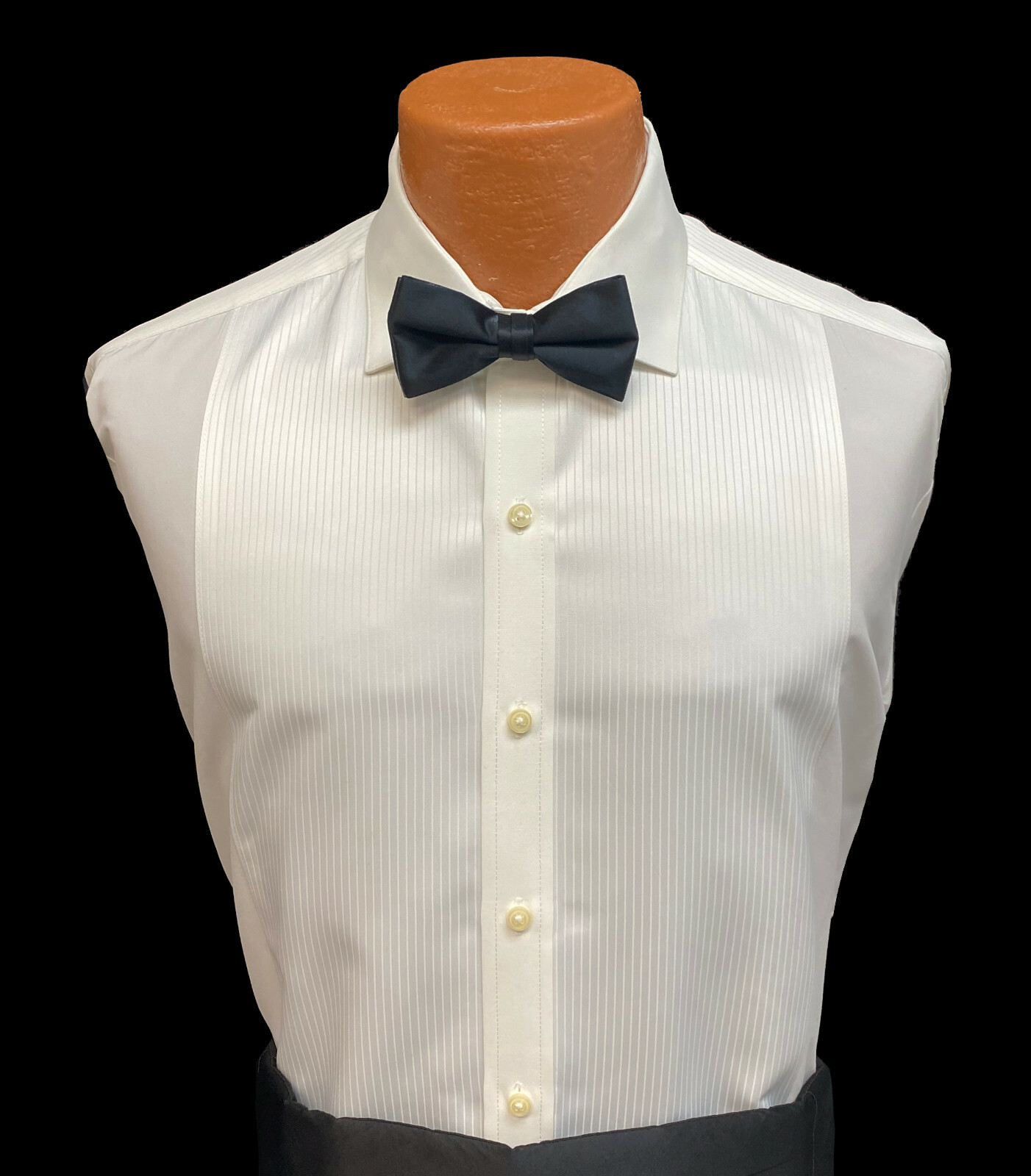 Allure Men Fitted Ivory Tuxedo Shirt Swiss Pleat Luxe Microfiber Spread Collar