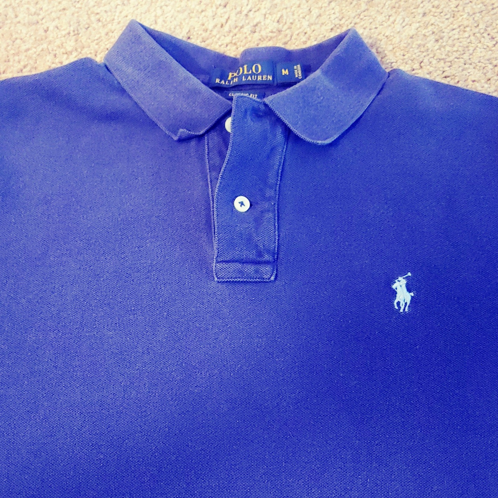 Polo Ralph Lauren Shirt Mens Medium Navy Blue Classic Fit Short Sleeve