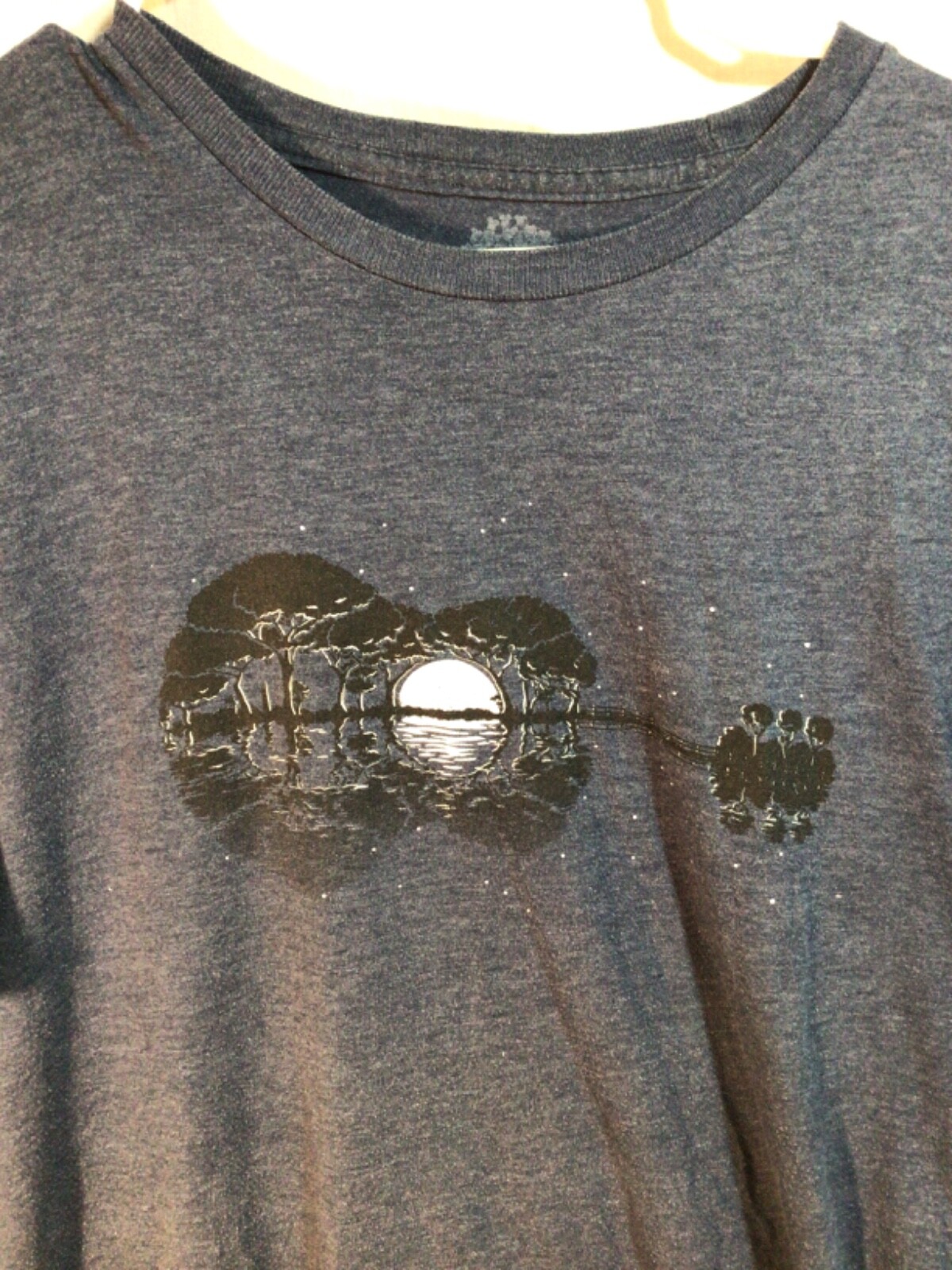 Ann Arbor (Guitar/Moon/Trees Graphic) Blue XL Cotton Blend T Shirt T15