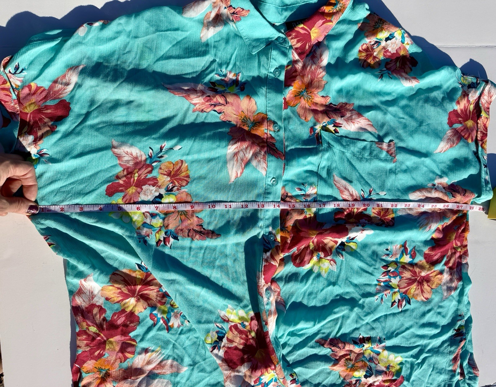 blue and red tropical tropical print button-down shirt A.N.A beach vacation swim