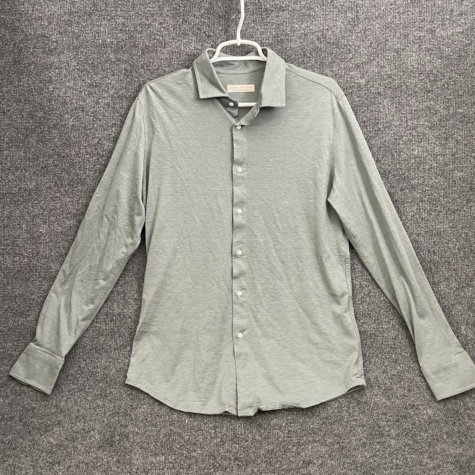Luca Faloni Button Up Shirt Men’s Sz XL Cotton Linen Blend Long Sleeve Green