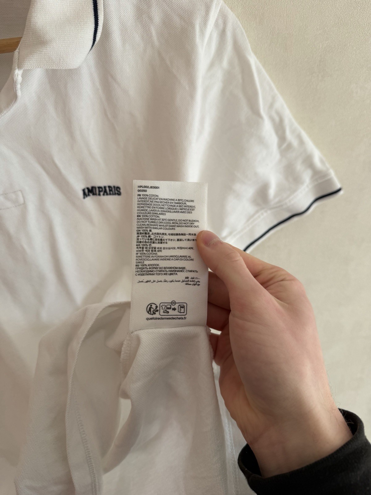 Men’s AMI White Polo Logo T-Shirt Size L