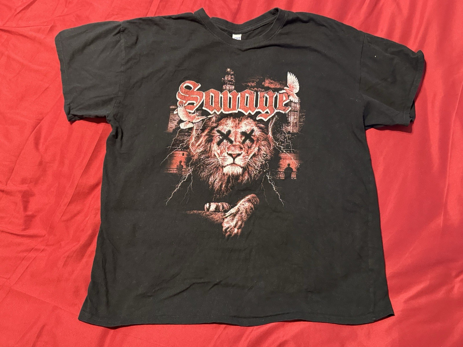 Brisco Brands Savage Lion Graphic T-Shirt XL Black Gothic Urban Streetwear