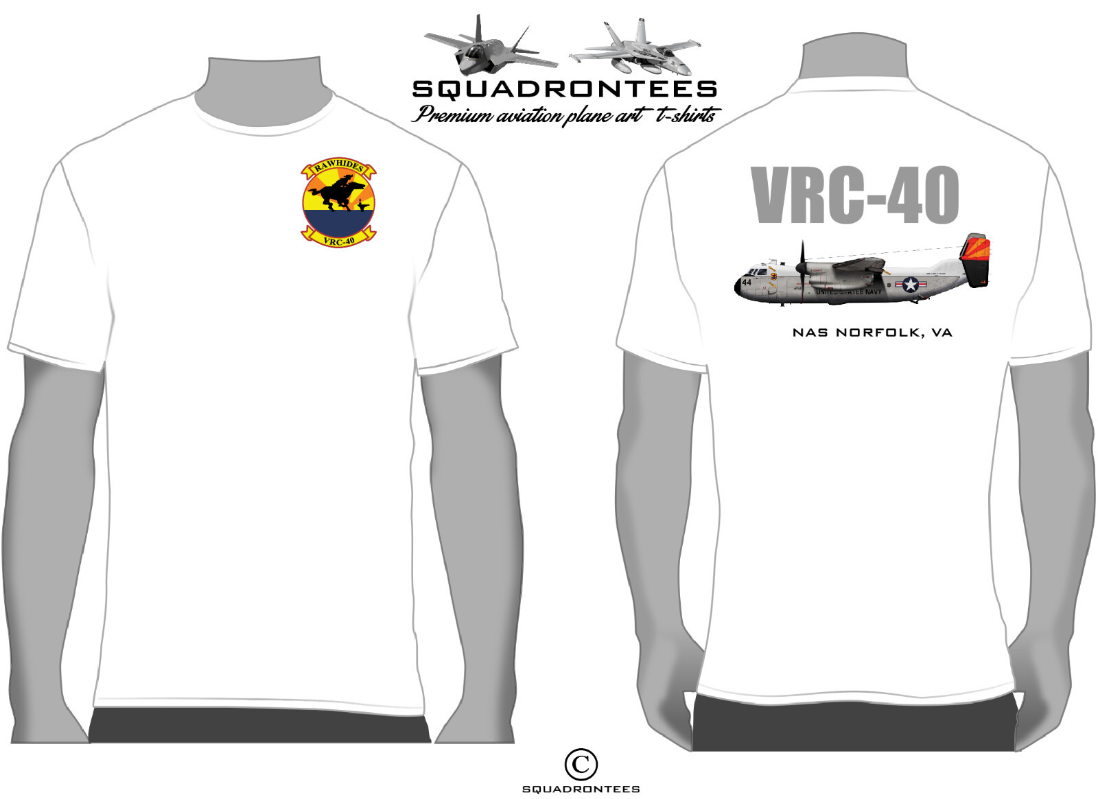 VRC-40 Rawhides C-2A Squadron T-Shirt, USN Licensed T-Shirt