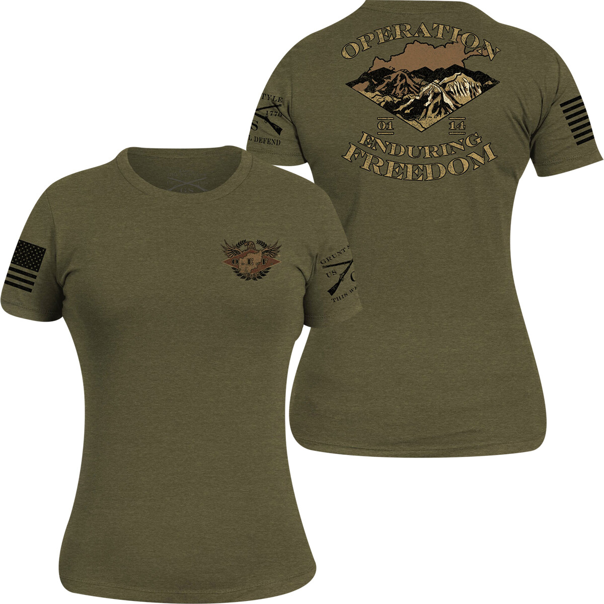 Grunt Style Women’s O.E.F. Veteran T-Shirt – Military Green