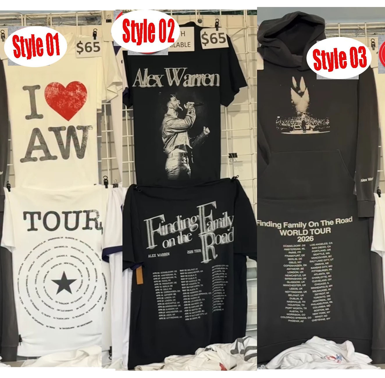 Alex Warren Finding Family on the Road 2026 Tour Reprint T-Shirt or Hoodie