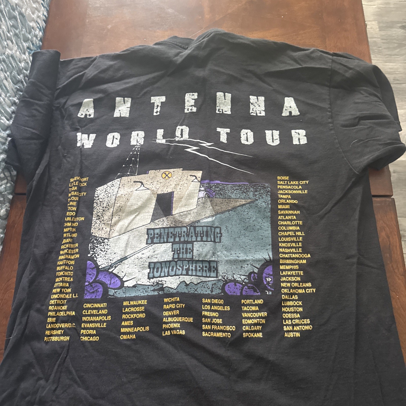 Vintage ZZ Top Antenna Shirt Mens Size X-Large Black Band World Tour Rock 90s