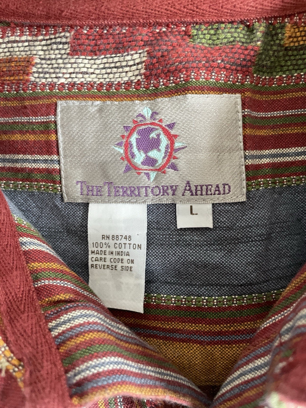 Vintage The Territory Ahead Shirt Men’s Size Large Aztec Southwest Button-Up