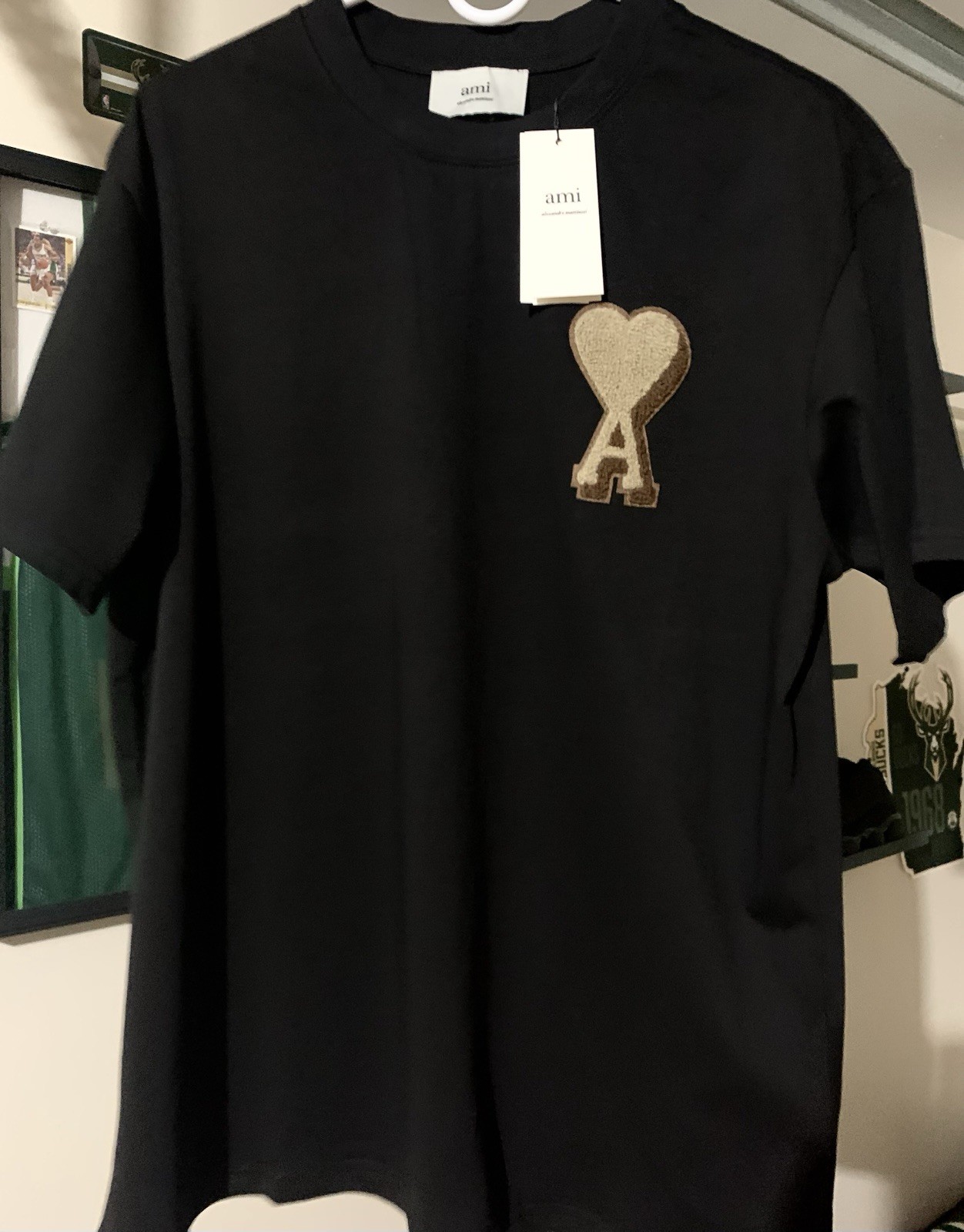 AMI Paris Men’s Black Crewneck T-Shirt – Size L