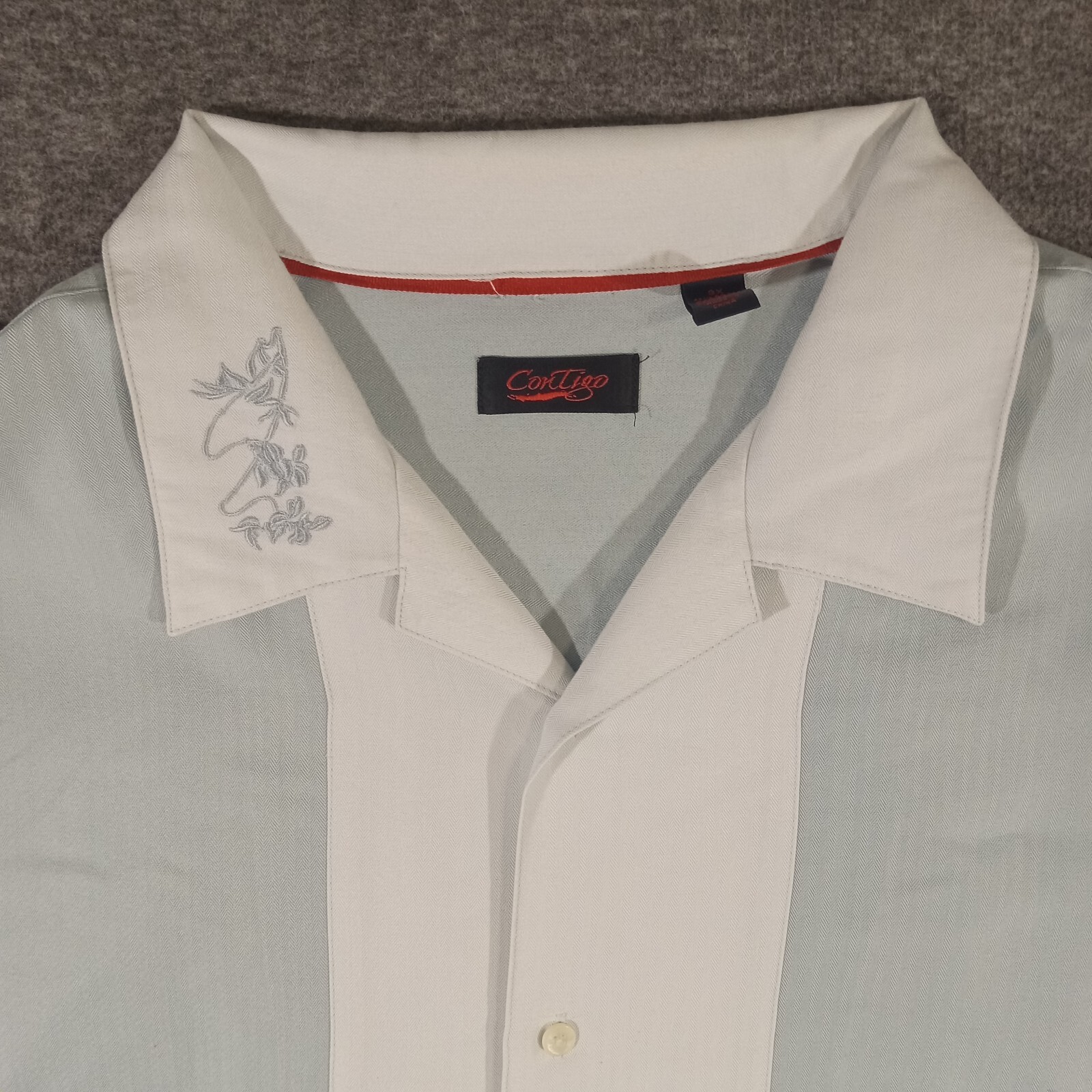 Contigo Retro Bowling Shirt Mens Size 3X SS Button Up Embroidered Green 2-Tone