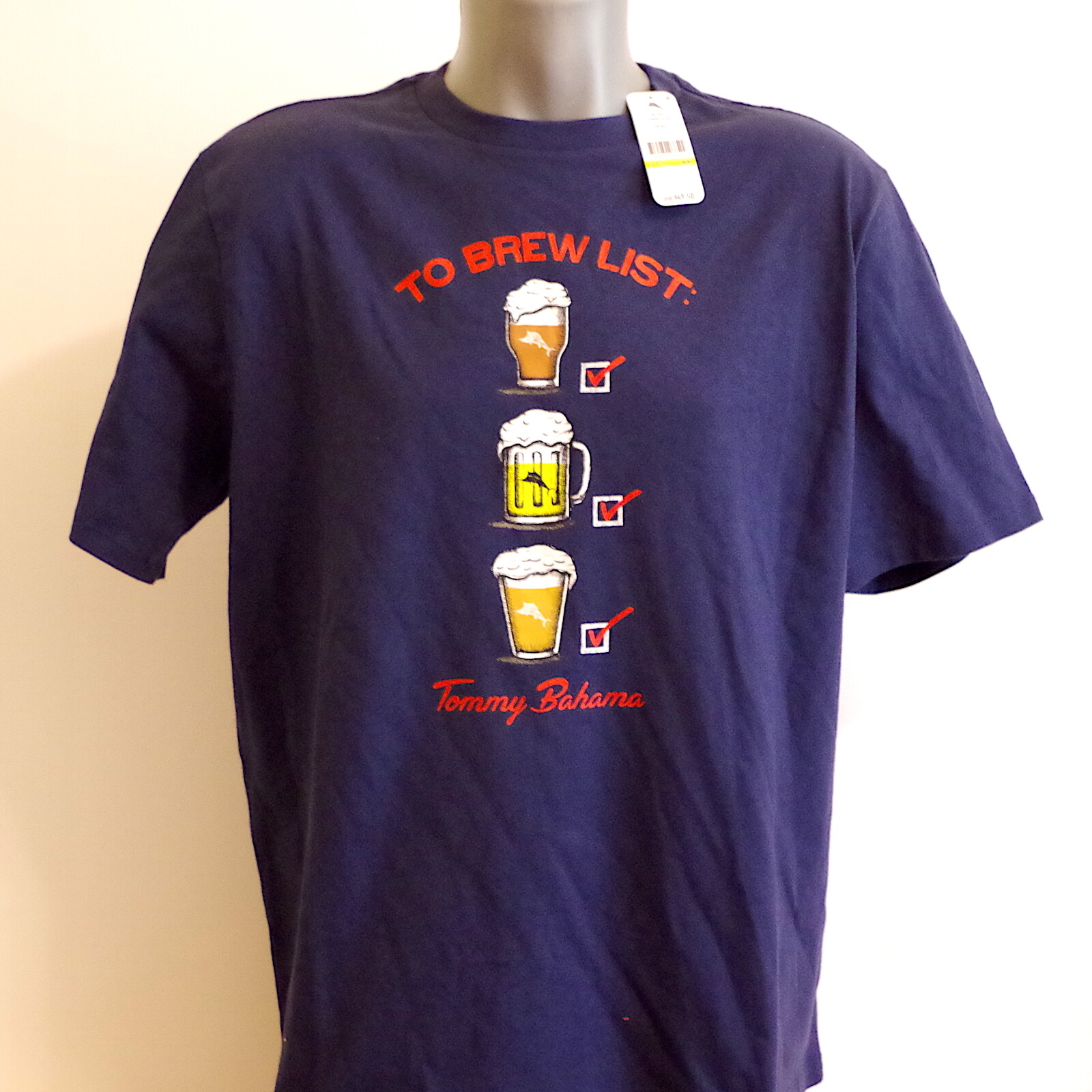 NWT Tommy Bahama “To Brew List” Medium Navy Blue T-shirt MSRP $49.50