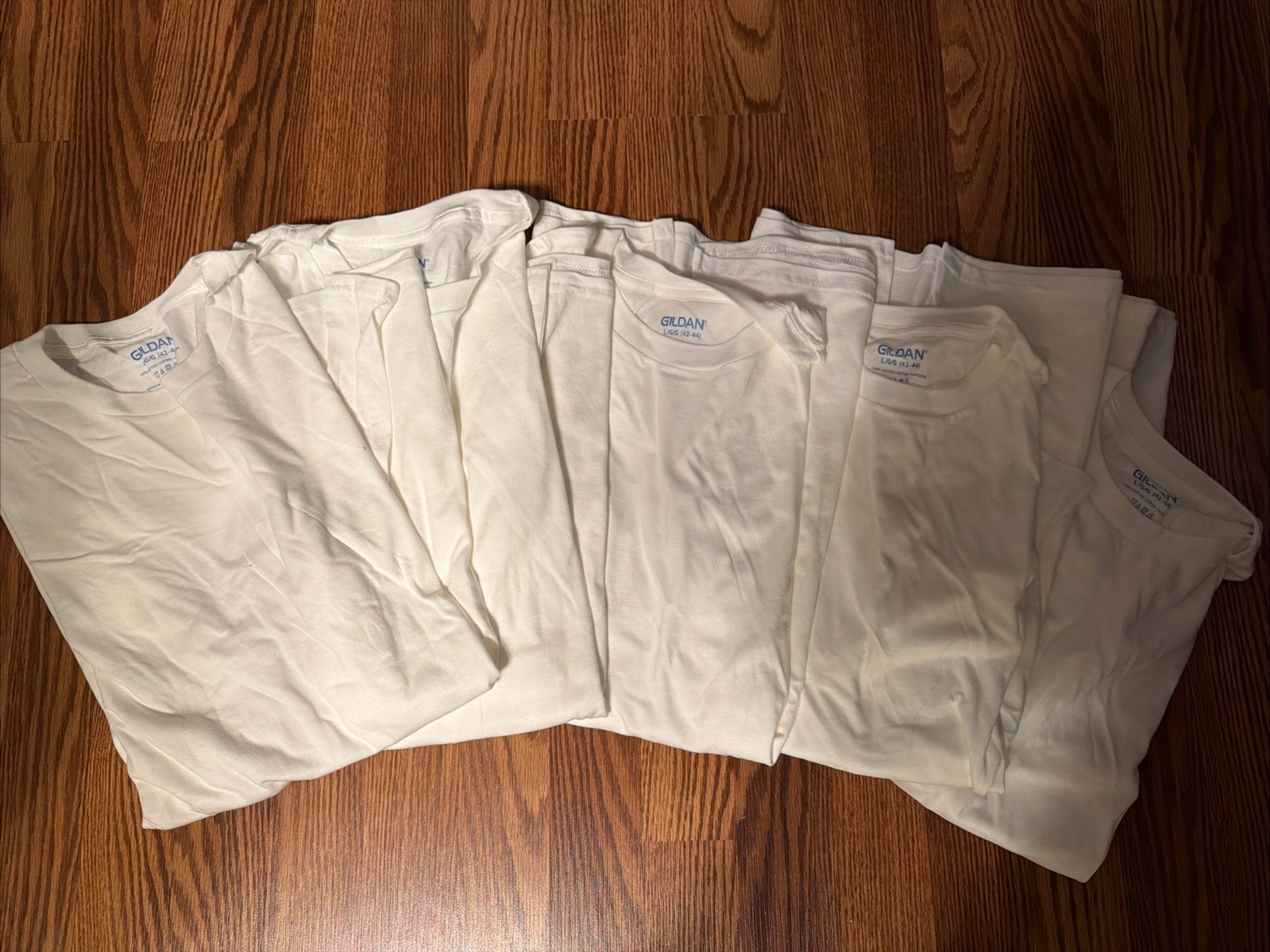NWot Gildan Mens White Crew T-Shirts Set Of 5 All Size XL