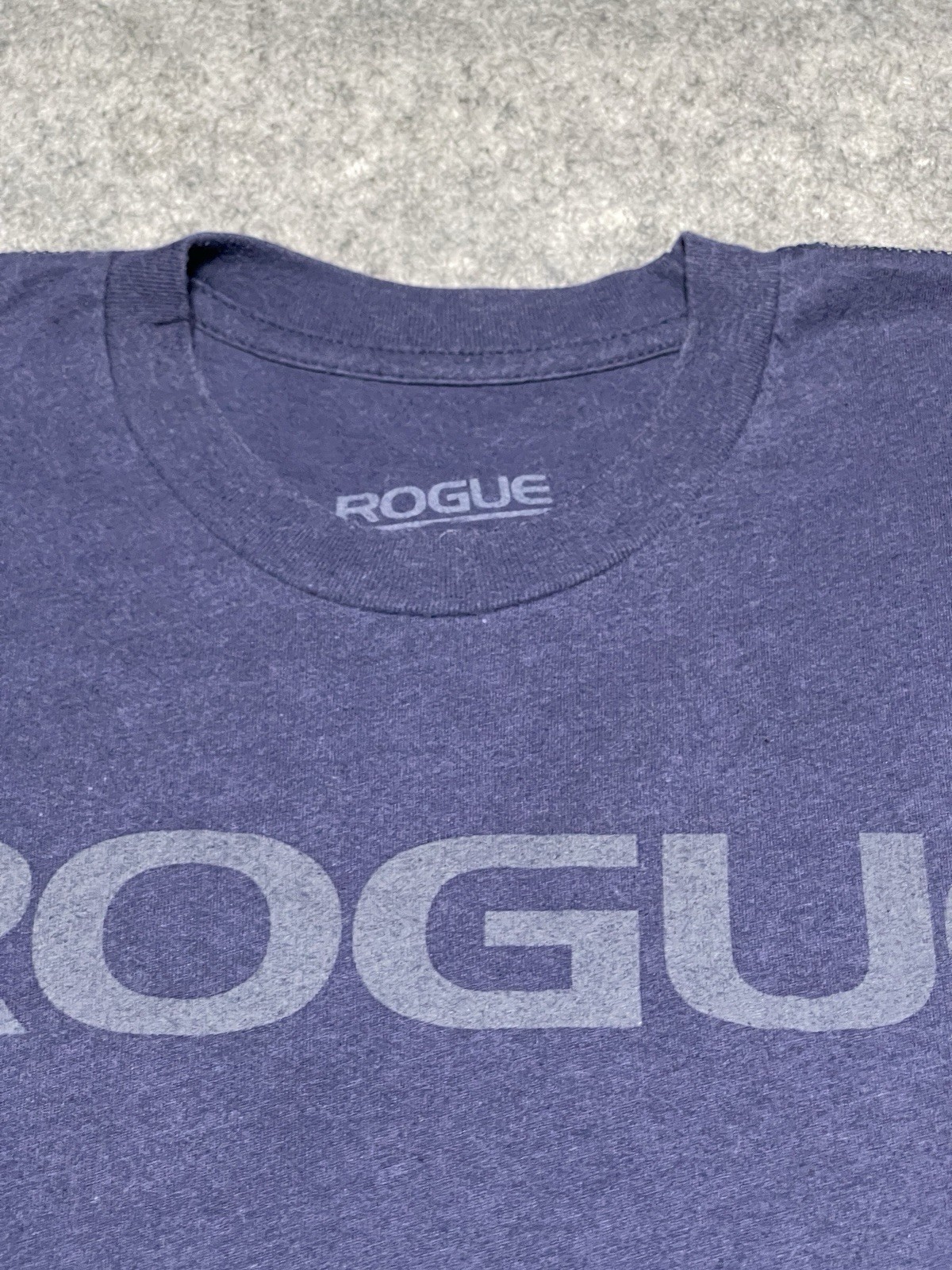 Rogue Fitness Blue Small Workout Lift Heavy Gym Rat Shirt