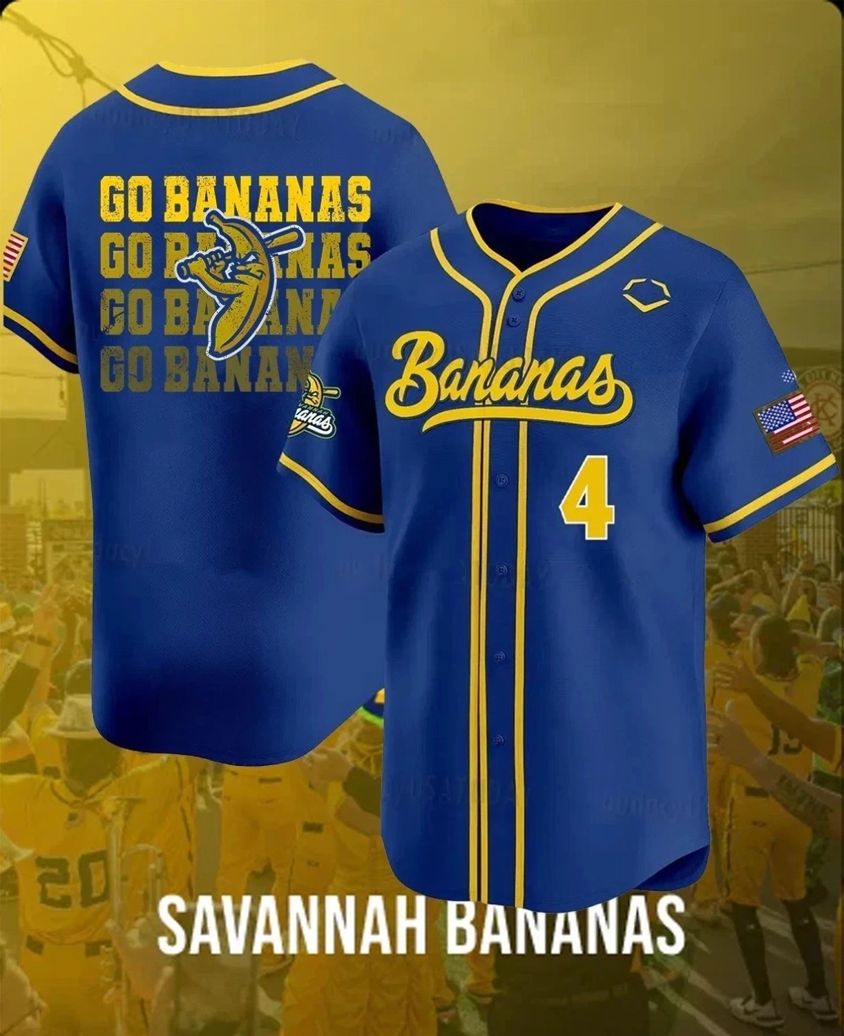 Savannah Bananas Baseball Jersey All Size blue