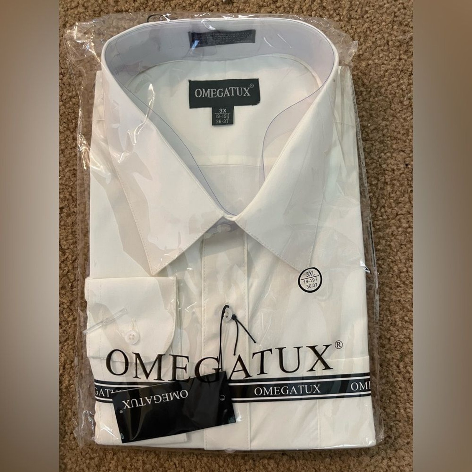 Omega Italy 3XL men’s dress shirt regular fit Ivory 19-19.5” neck, 36-37” sleeve