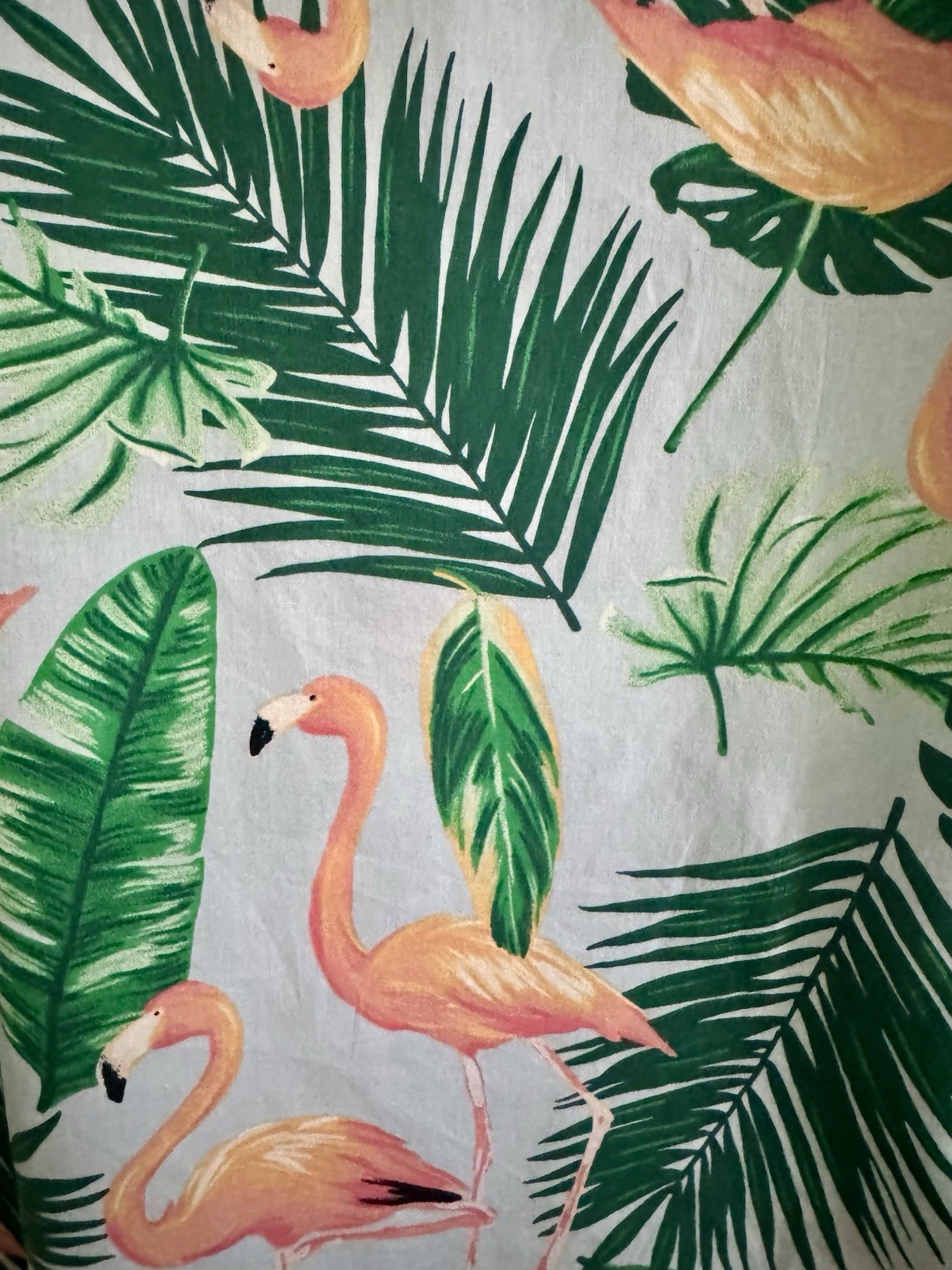 OLD NAVY Everyday Hawaiian Shirt Flamingo Tropical Print 100% Cotton (L) NWOT