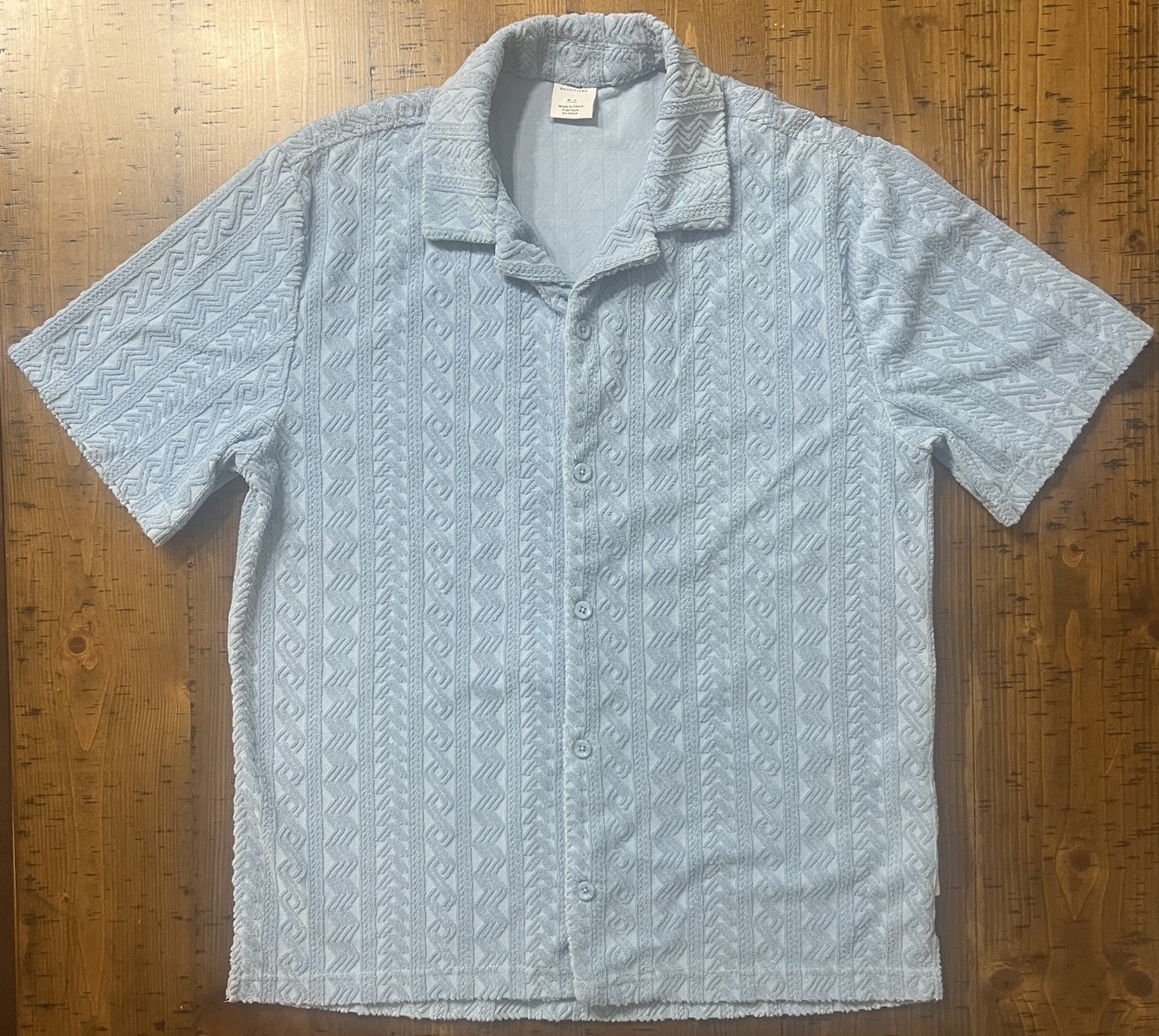 Urban Outfitters Button-Down Shirt Men’s Medium Textured Pattern Terrycloth Blue