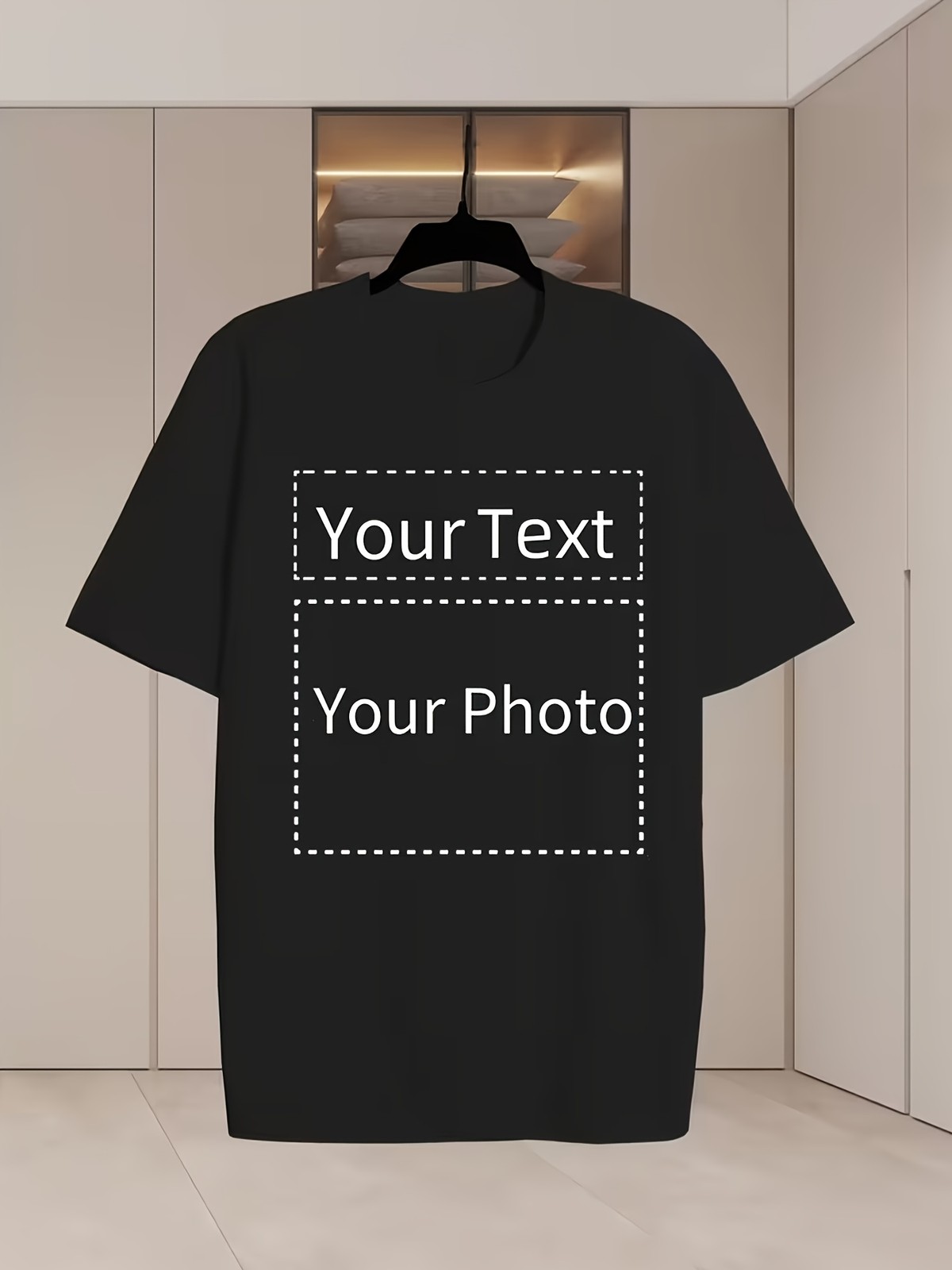 Customizable Crew Neck Men’s T-shirt Printed Patterns Text Casual Short-sleeved▧