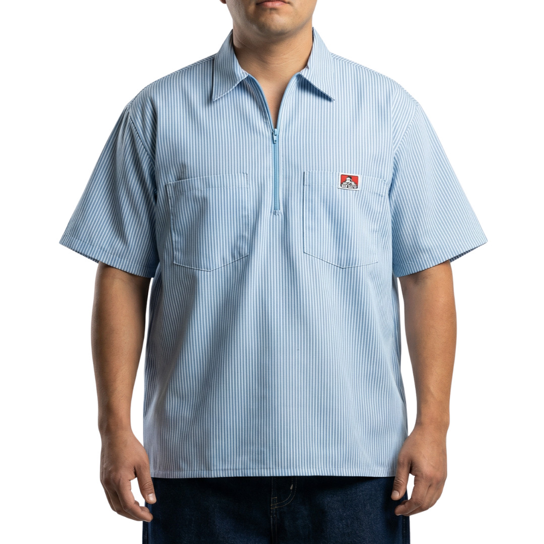 Ben Davis Short Sleeve Striped 1/2 Zip Shirt